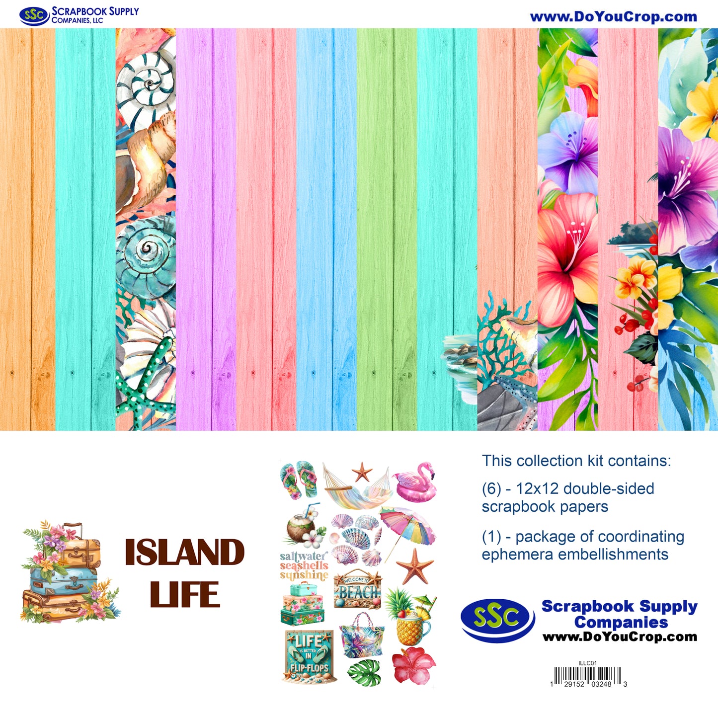 Island Life 12 x 12 Scrapbook Paper & Embellishment Kit by SSC Designs - 3 Kits
