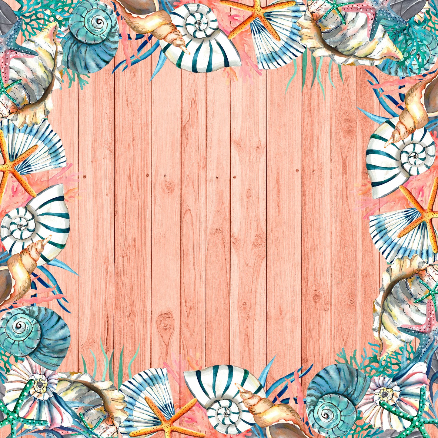 Island Life Collection Seashells 12 x 12 Double-Sided Scrapbook Paper by SSC Designs - 15 Pack