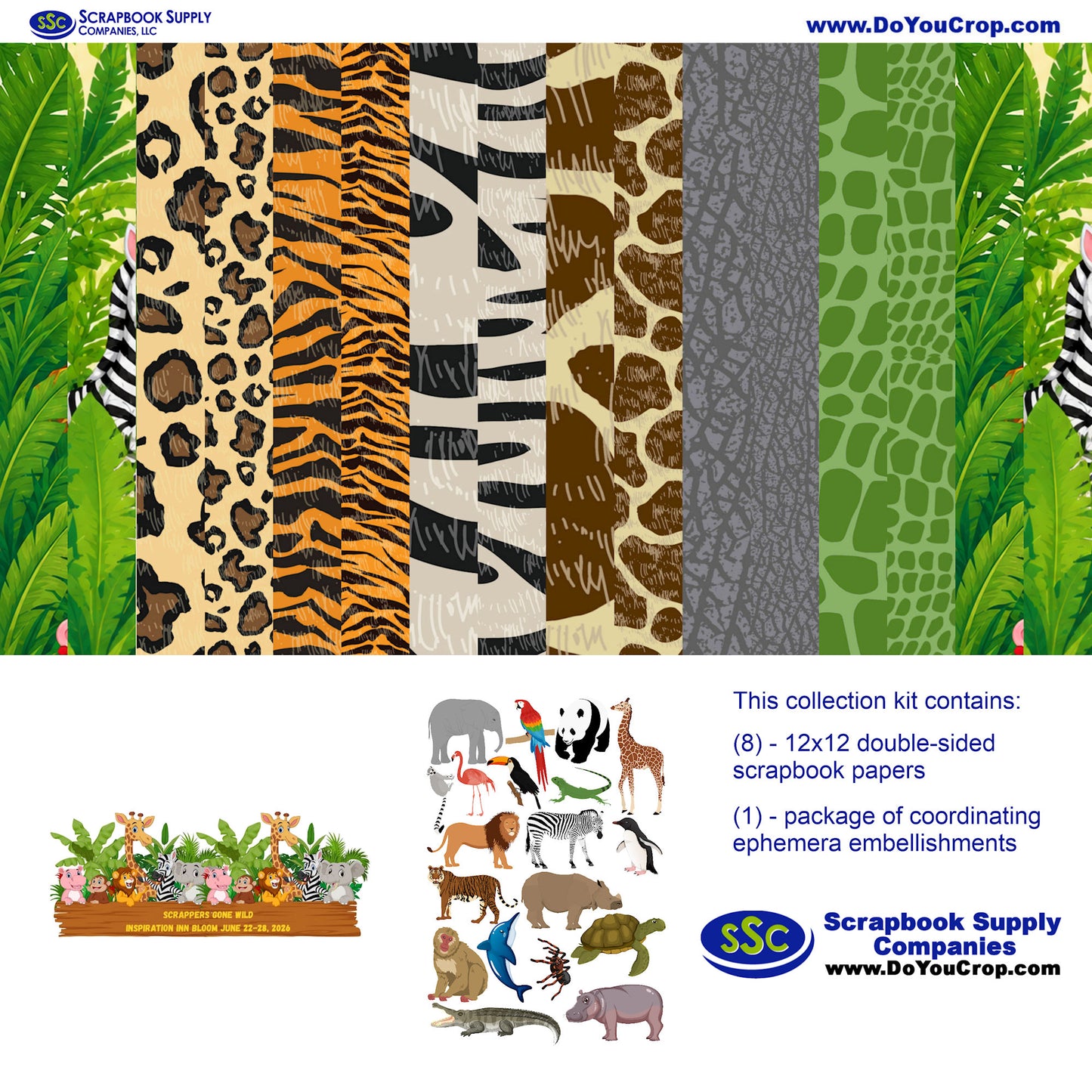Scrappers Gone Wild 12 x 12 Scrapbook Paper & Embellishment Kit by SSC Designs - 25 Kits