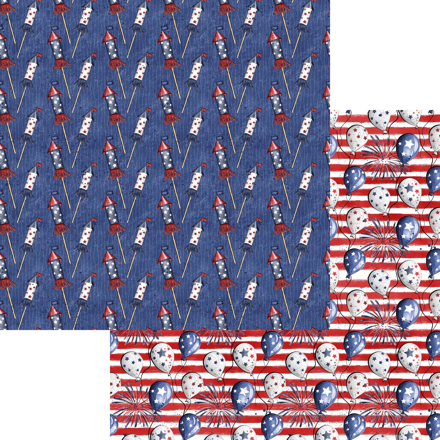 Lady Liberty Collection Bottle Rockets 12 x 12 Double-Sided Scrapbook Paper by SSC Designs - 15 Pack