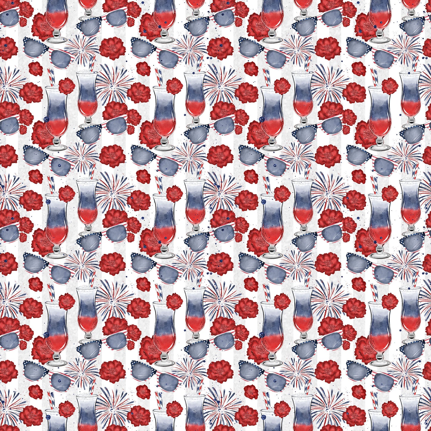 Lady Liberty Collection Patriotic Picnic 12 x 12 Double-Sided Scrapbook Paper by SSC Designs - 15 Pack