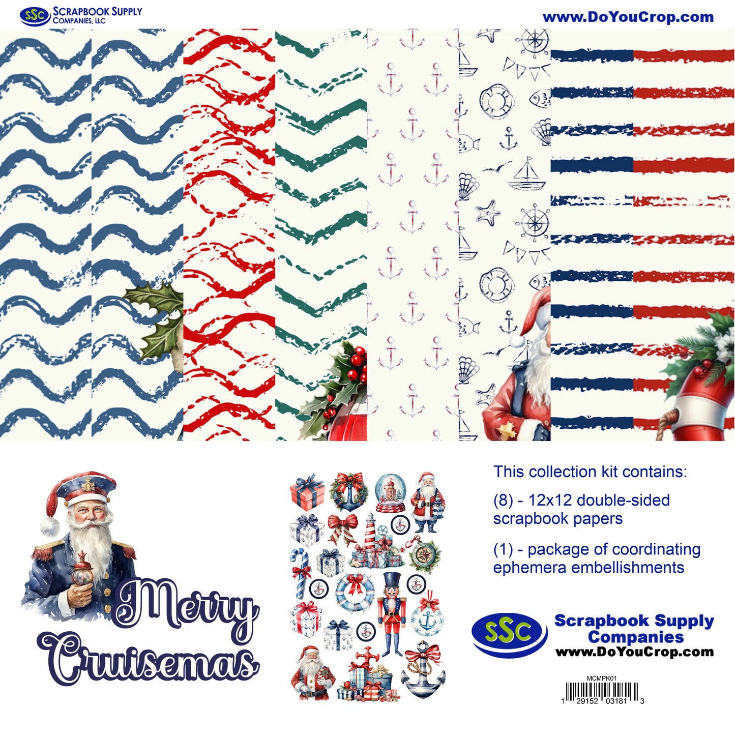 Merry Cruisemas 12 x 12 Scrapbook Paper & Embellishment Kit by SSC Designs - 3 Kits