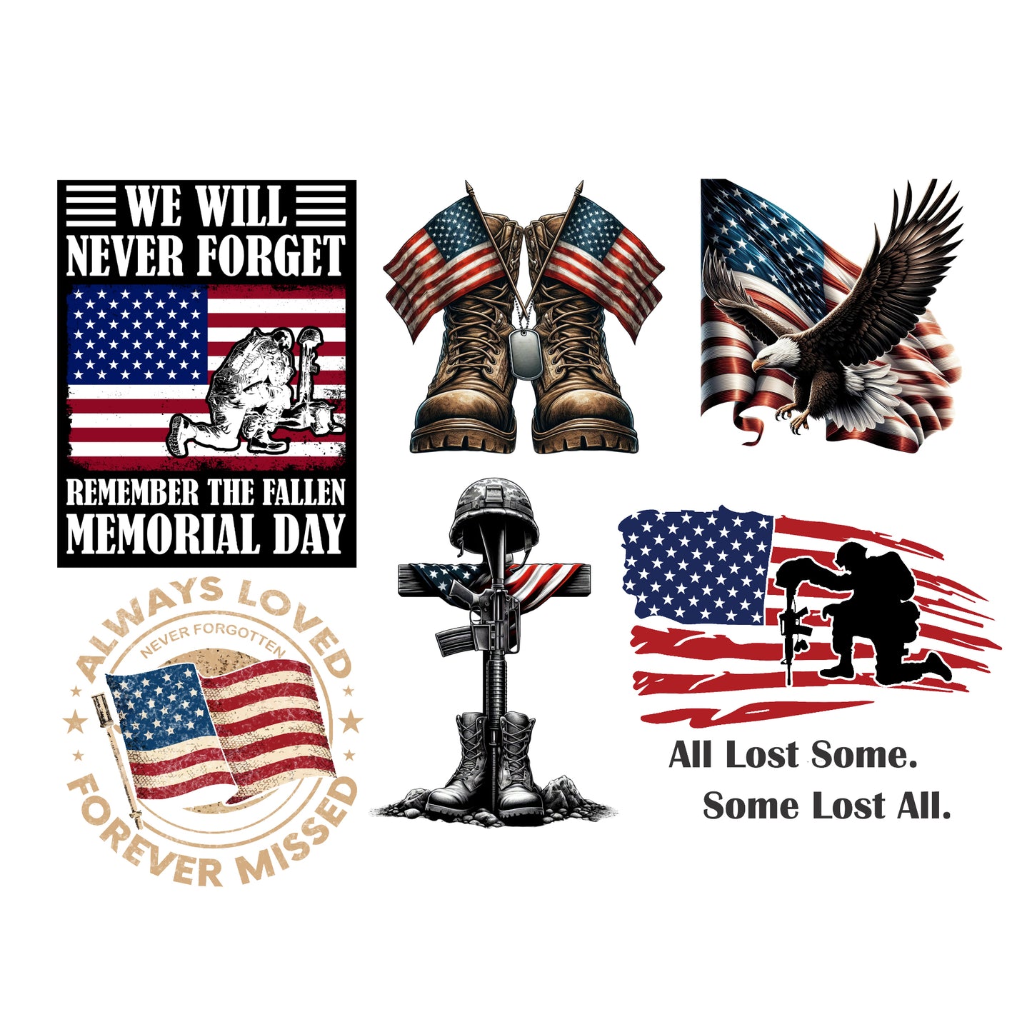 Memorial Day Collection Laser Cut Scrapbook Ephemera Embellishments by SSC Designs - 3 Packs