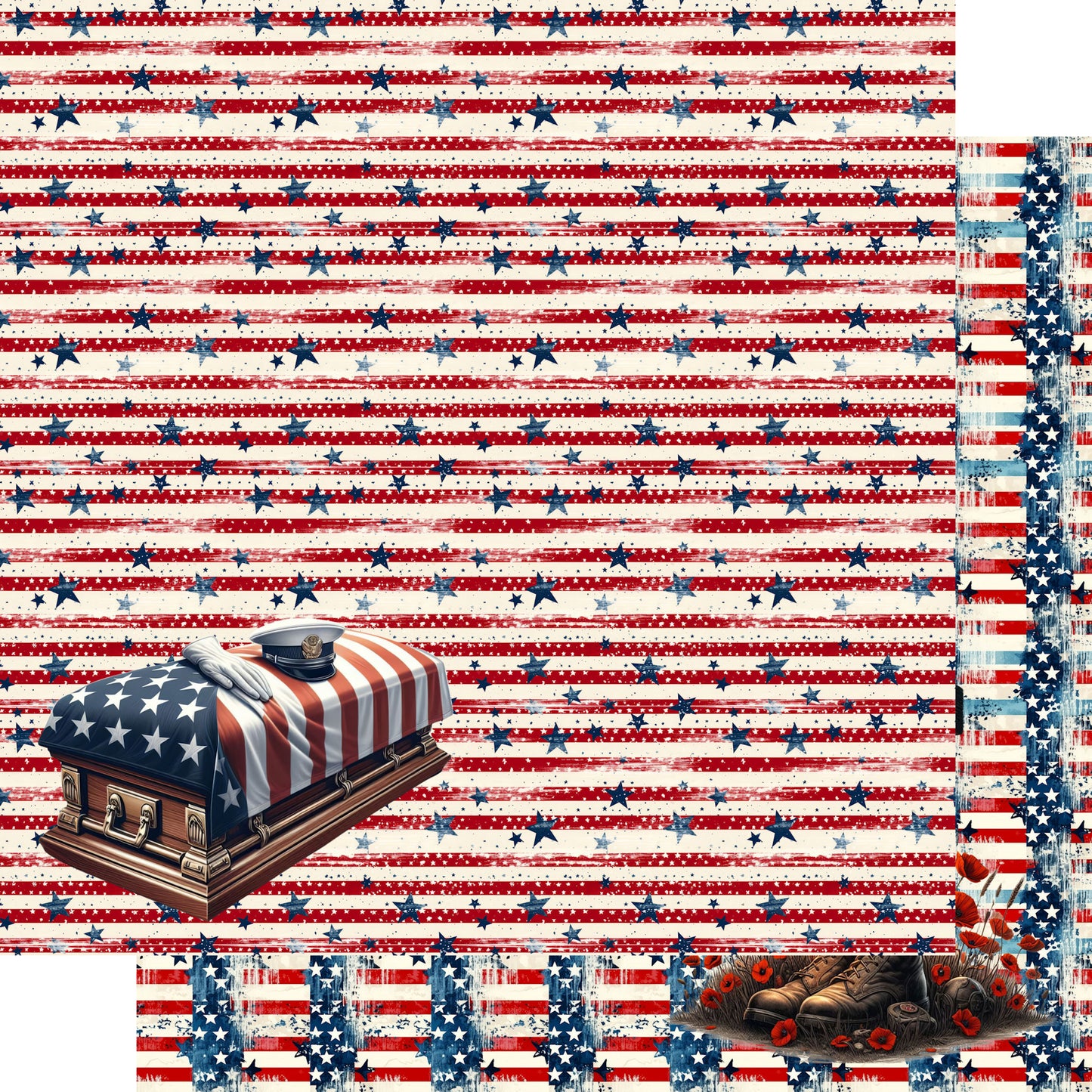 Memorial Day Collection Military Burial 12 x 12 Double-Sided Scrapbook Paper by SSC Designs - 15 Pack