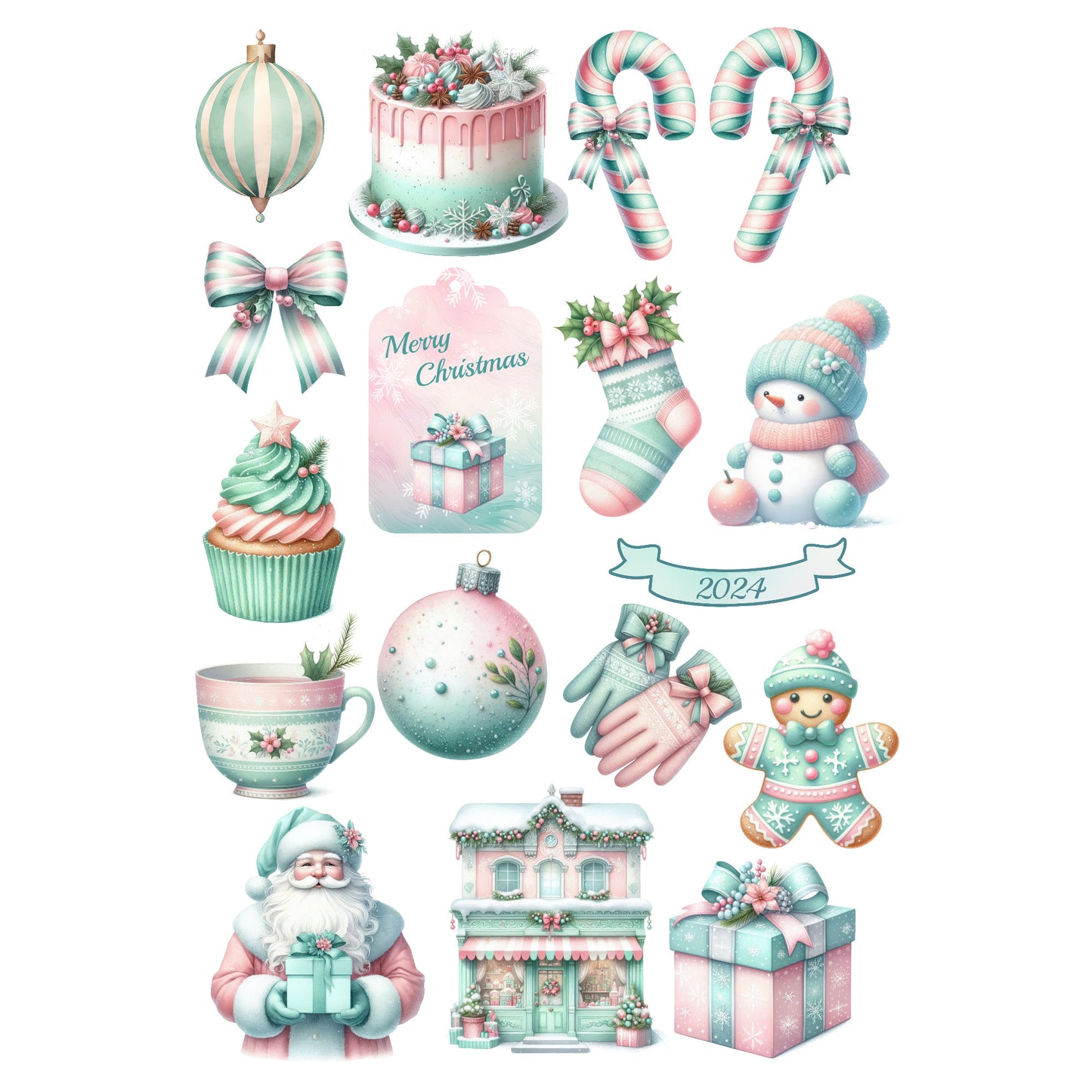 Mint Christmas Collection Laser Cut Scrapbook Ephemera Embellishments by SSC Designs - 3 Packs