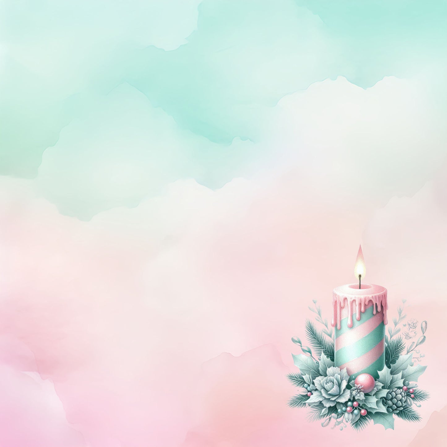 Mint Christmas Collection By Candlelight 12 x 12 Double-Sided Scrapbook Paper by SSC Designs - 15 Pack