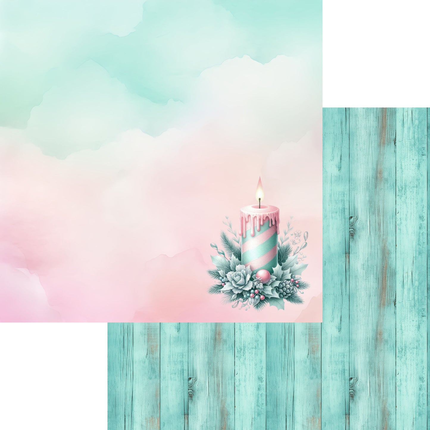 Mint Christmas Collection By Candlelight 12 x 12 Double-Sided Scrapbook Paper by SSC Designs - 15 Pack