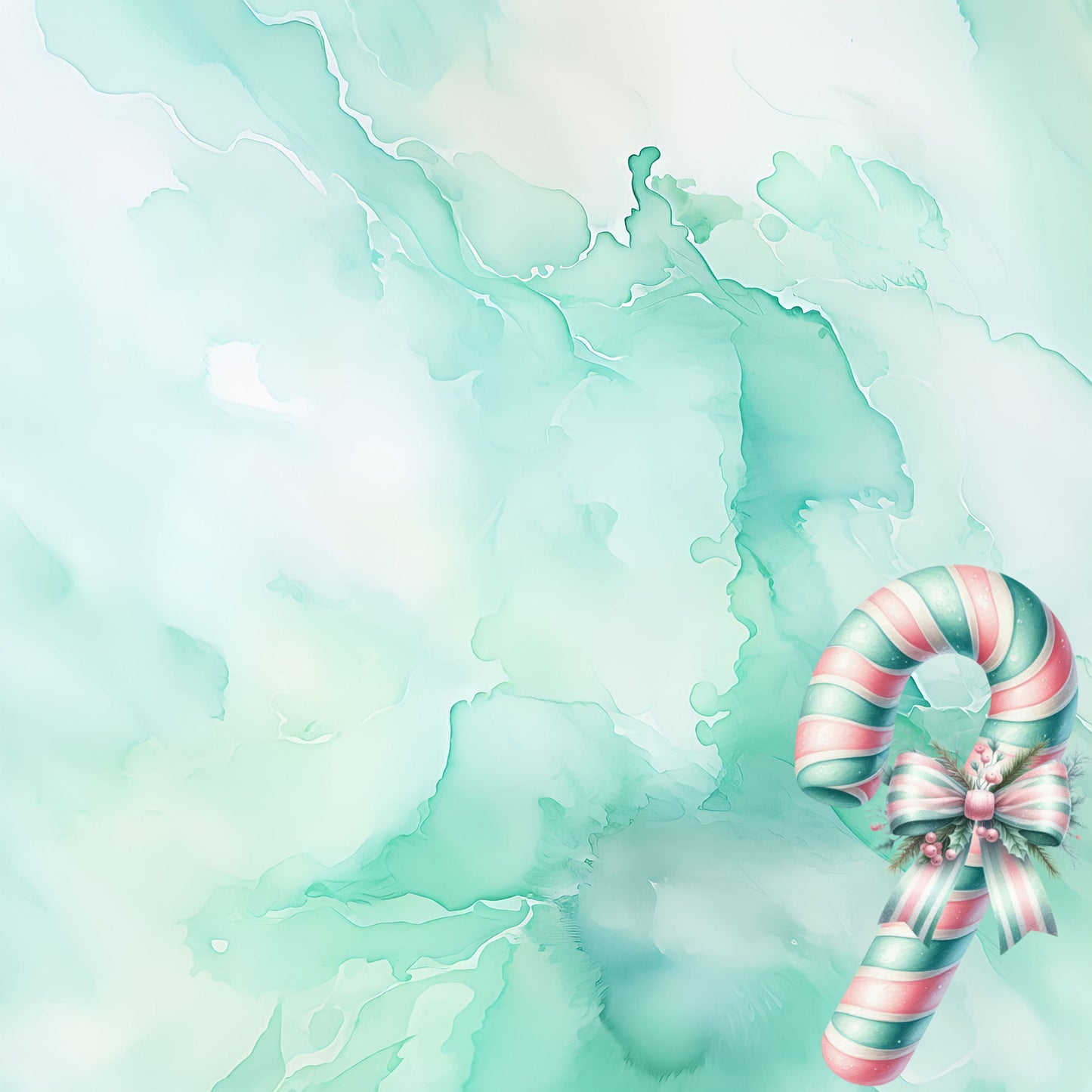 Mint Christmas Collection Snow Globes 12 x 12 Double-Sided Scrapbook Paper by SSC Designs - 15 Pack