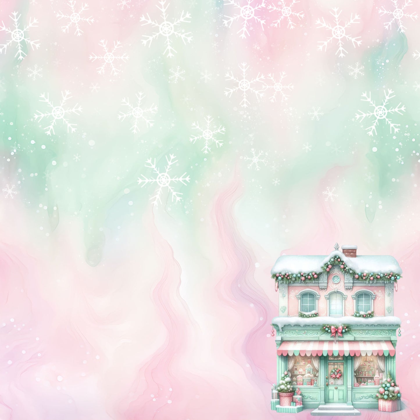 Mint Christmas Collection North Pole 12 x 12 Double-Sided Scrapbook Paper by SSC Designs - 15 Pack