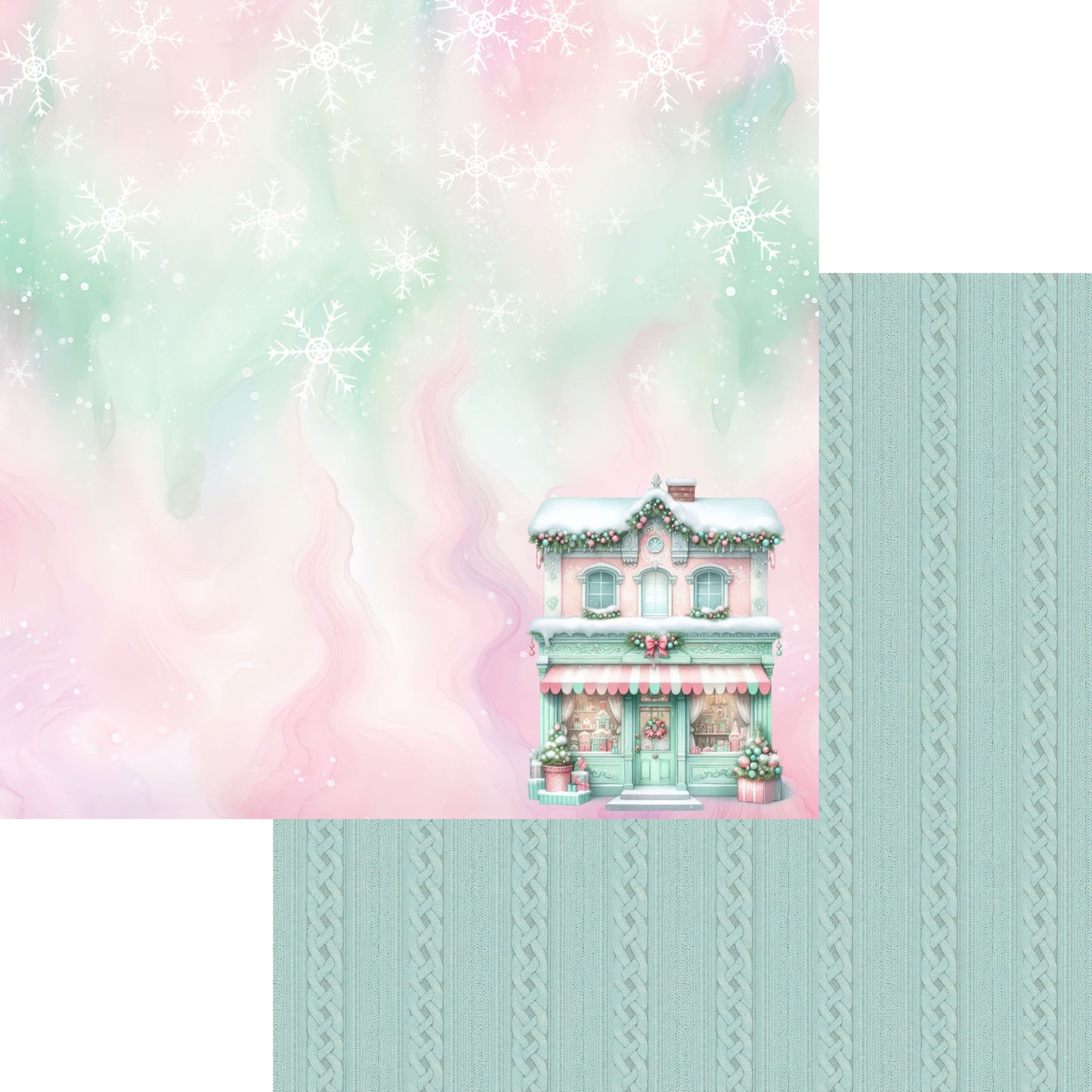 Mint Christmas Collection North Pole 12 x 12 Double-Sided Scrapbook Paper by SSC Designs - 15 Pack