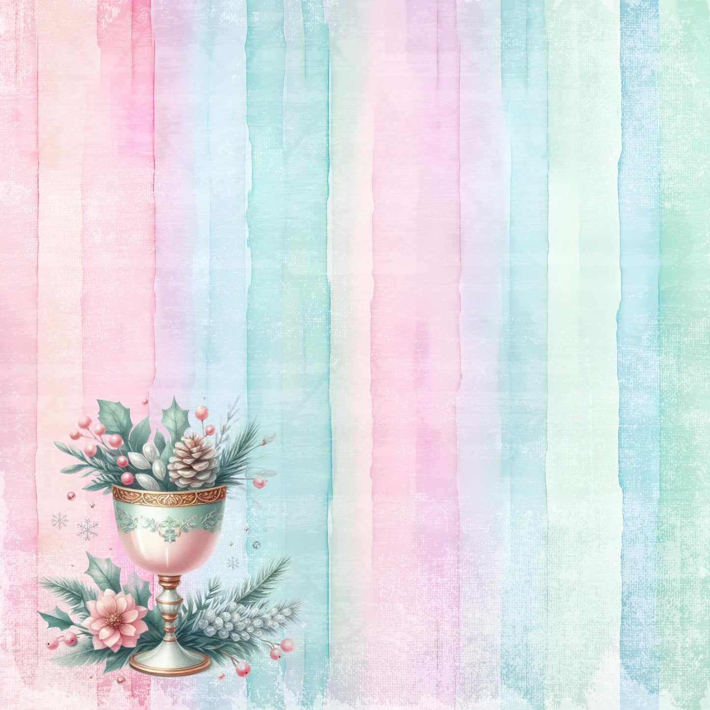 Mint Christmas Collection Let's Celebrate 12 x 12 Double-Sided Scrapbook Paper by SSC Designs - 15 Pack