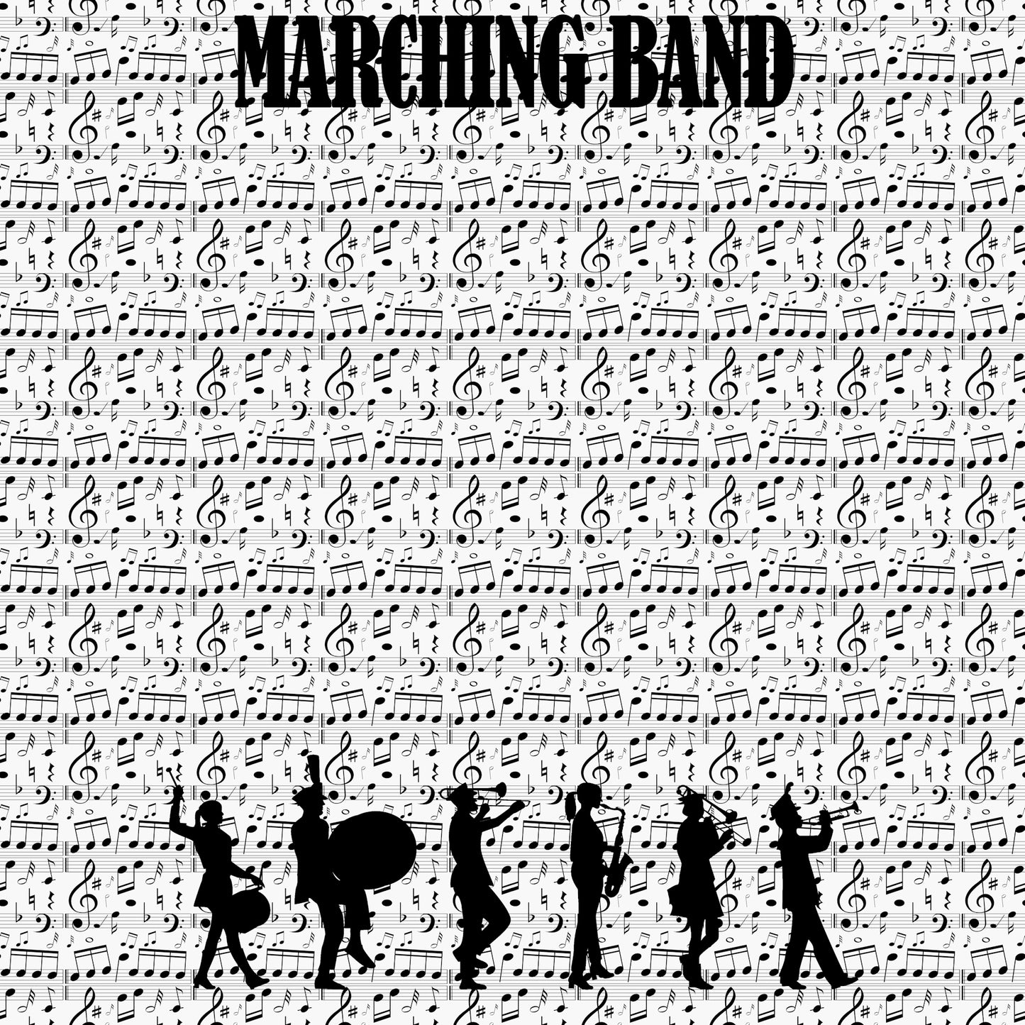 Musical Note Collection Marching Band 12 x 12 Double-Sided Scrapbook Paper by SSC Designs