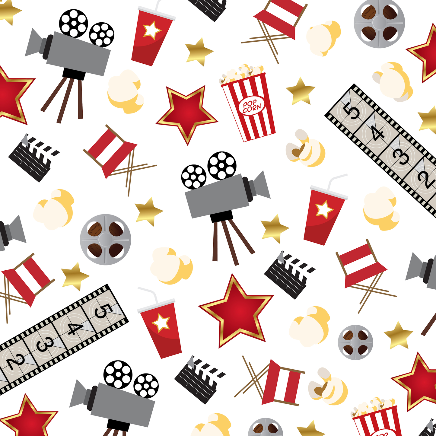 Movie Time Collection Roll The Cameras 12 x 12 Double-Sided Scrapbook Paper by SSC Designs - 15 Pack