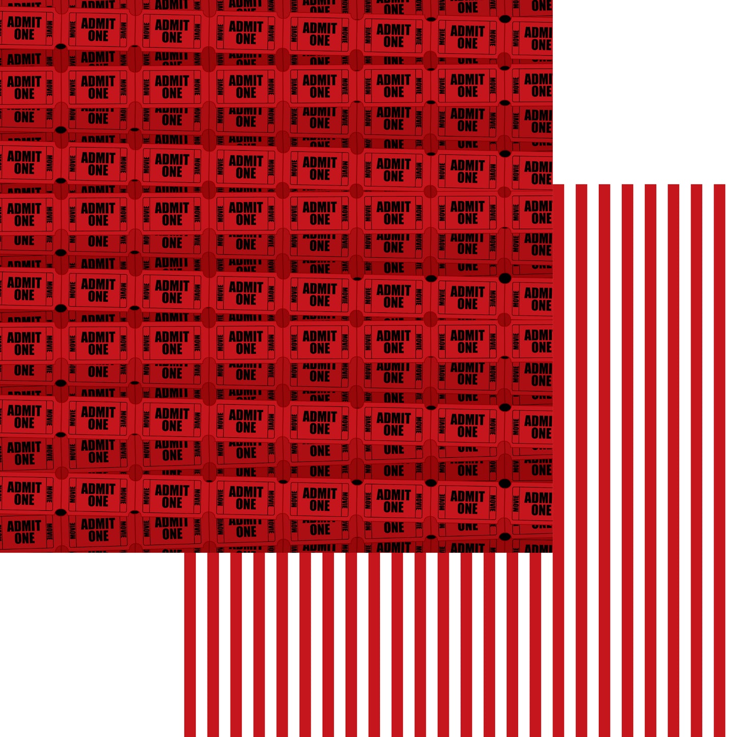 Movie Time Collection Movie Tickets 12 x 12 Double-Sided Scrapbook Paper by SSC Designs - 15 Pack