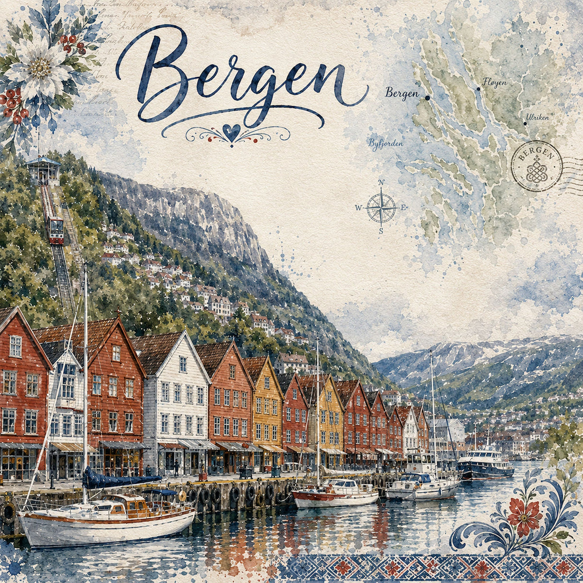 Norway Collection Bergen 12 x 12 Double-Sided Scrapbook Paper by SSC Designs - 15 Pack