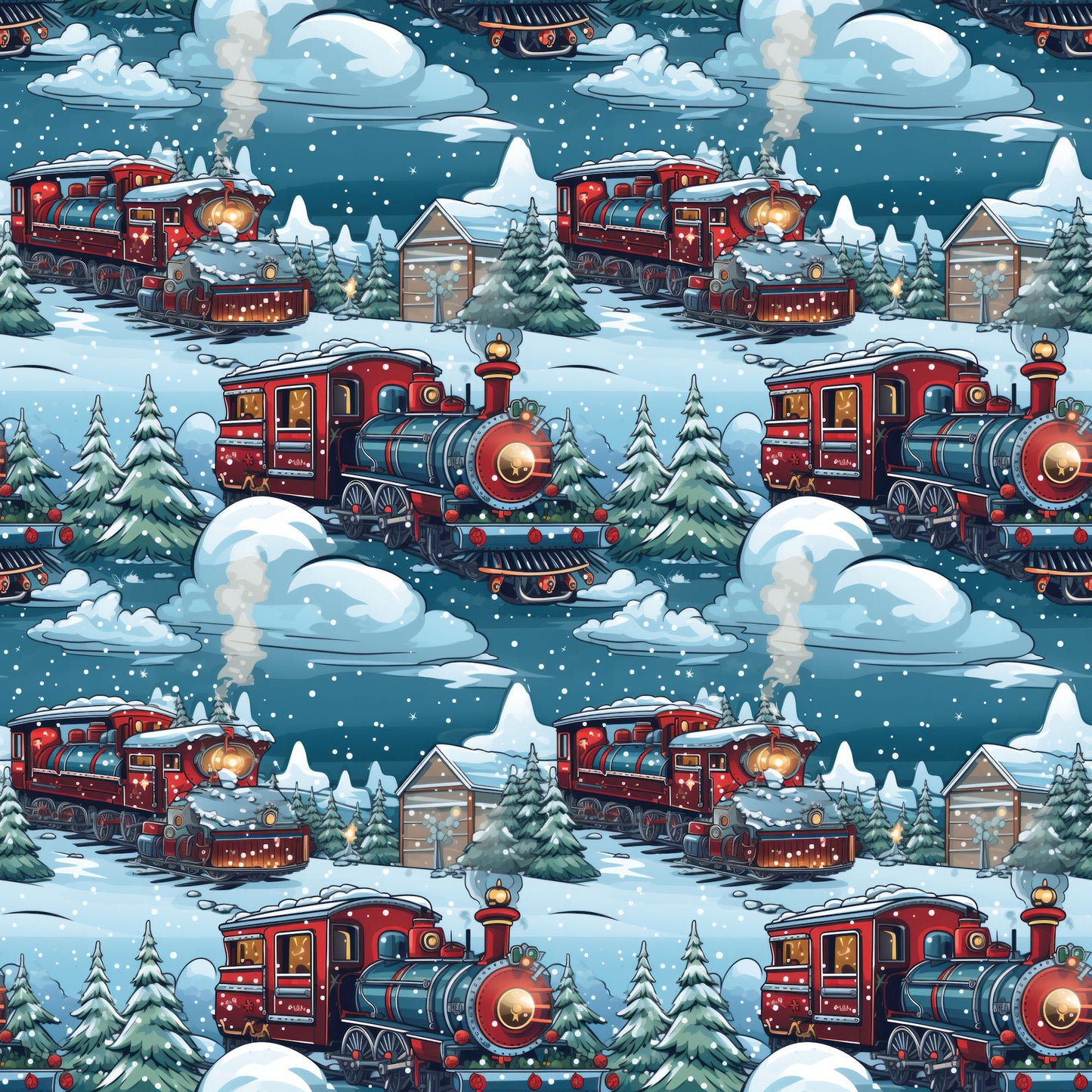 North Pole Express Collection Delivering Gifts 12 x 12 Double-Sided Scrapbook Paper by SSC Designs - 15 Pack