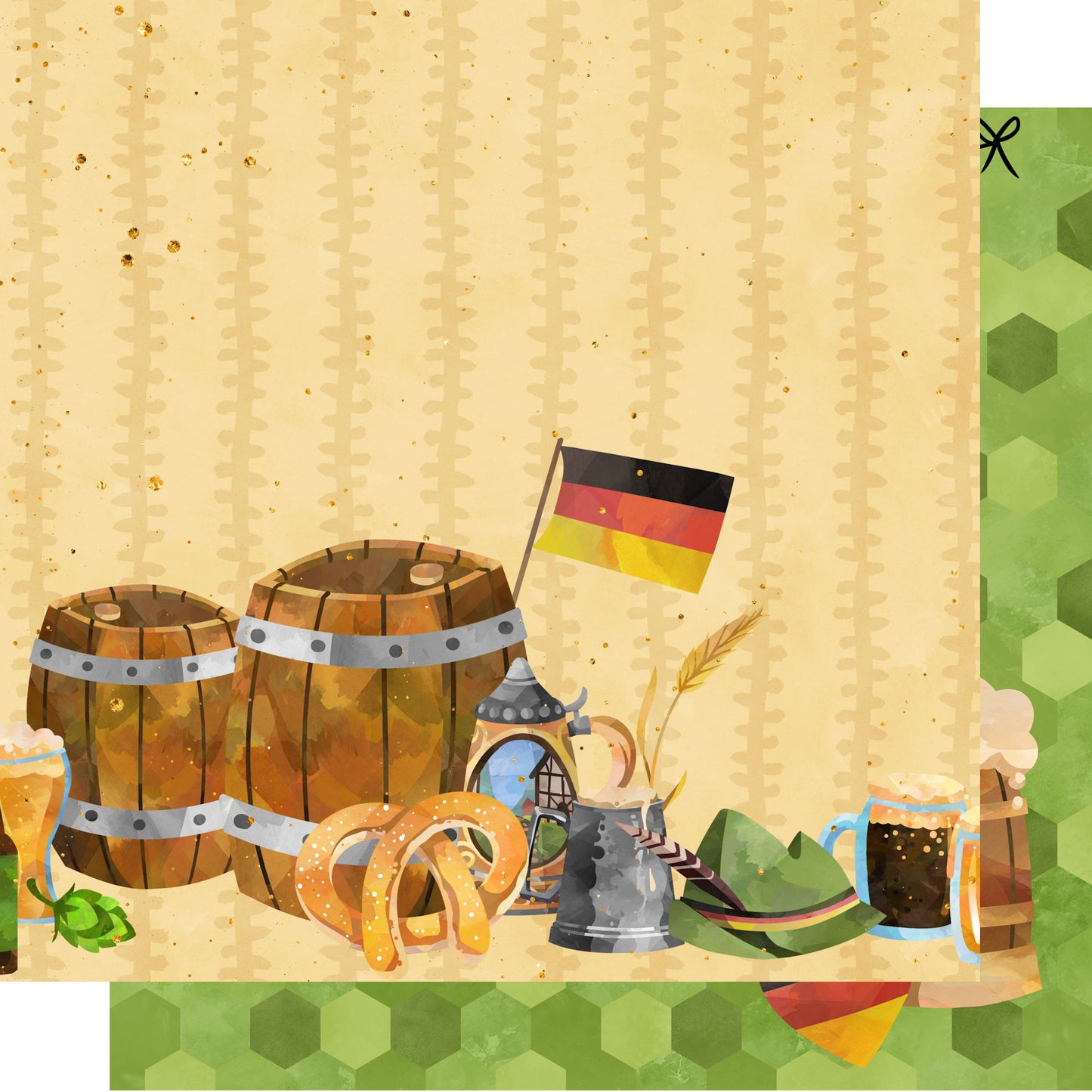 PhantasiaDesign's Oktoberfest 12 x 12 Scrapbook Paper Pack & Embellishment Kit - 3 Kits