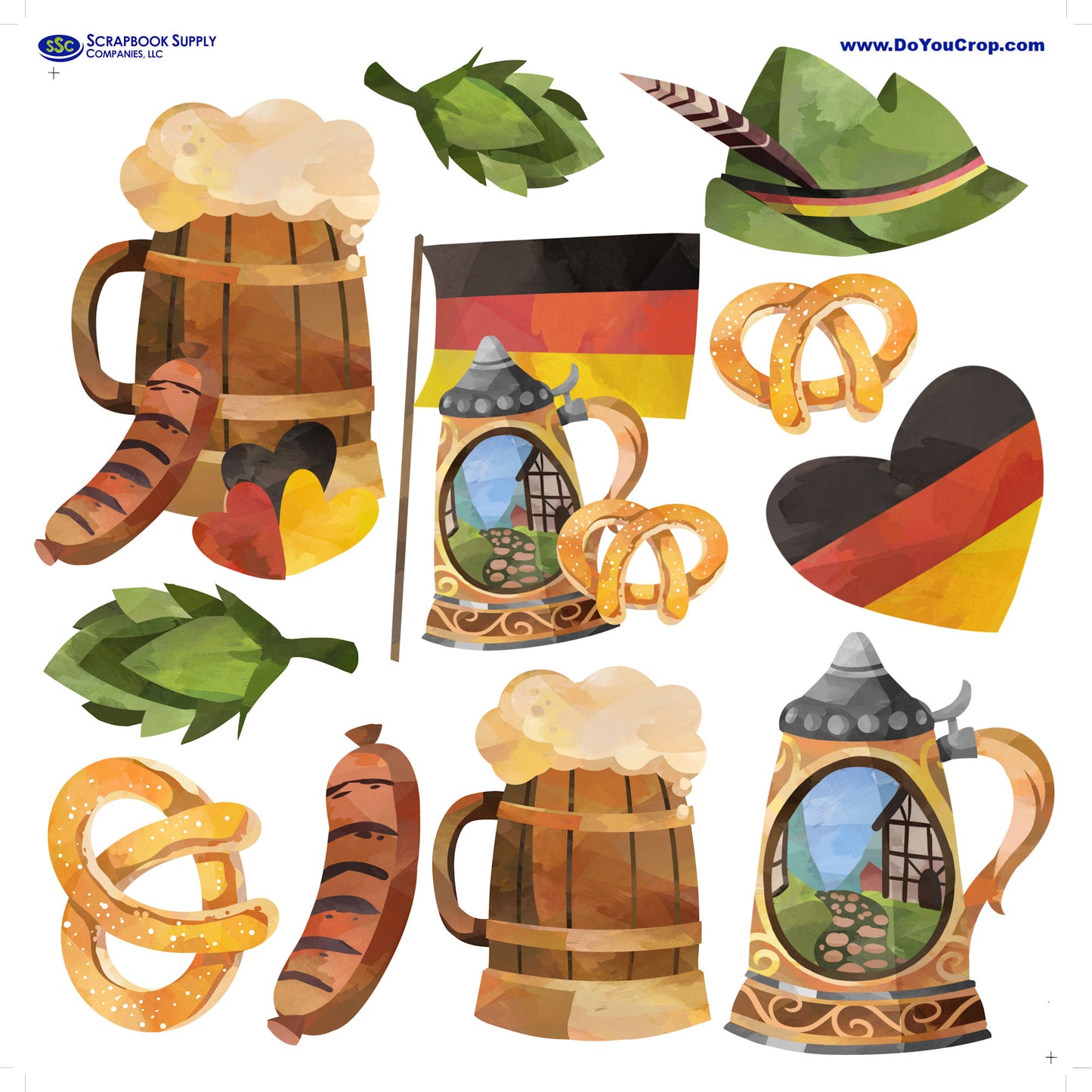 PhantasiaDesign's Oktoberfest 12 x 12 Scrapbook Paper Pack & Embellishment Kit - 3 Kits