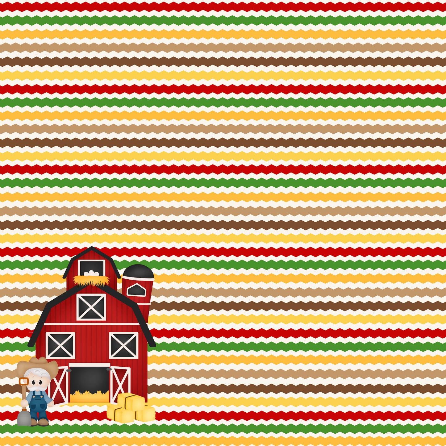 On The Farm Collection E-I-E-I-O 12 x 12 Double-Sided Scrapbook Paper by SSC Designs - 15 Pack