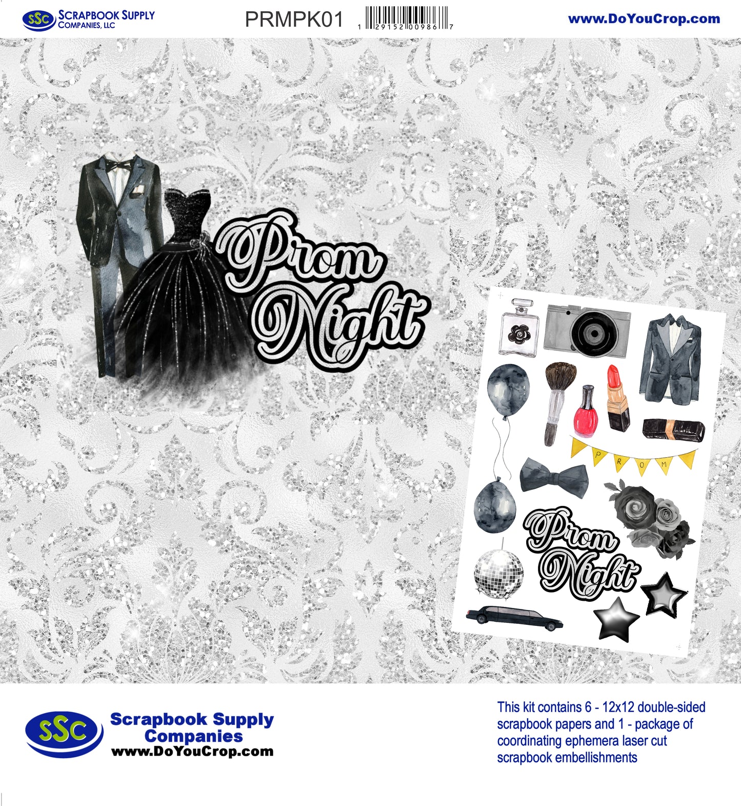 Prom Collection 12 x 12 Scrapbook Paper Pack & Embellishment Kit - 3 Kits