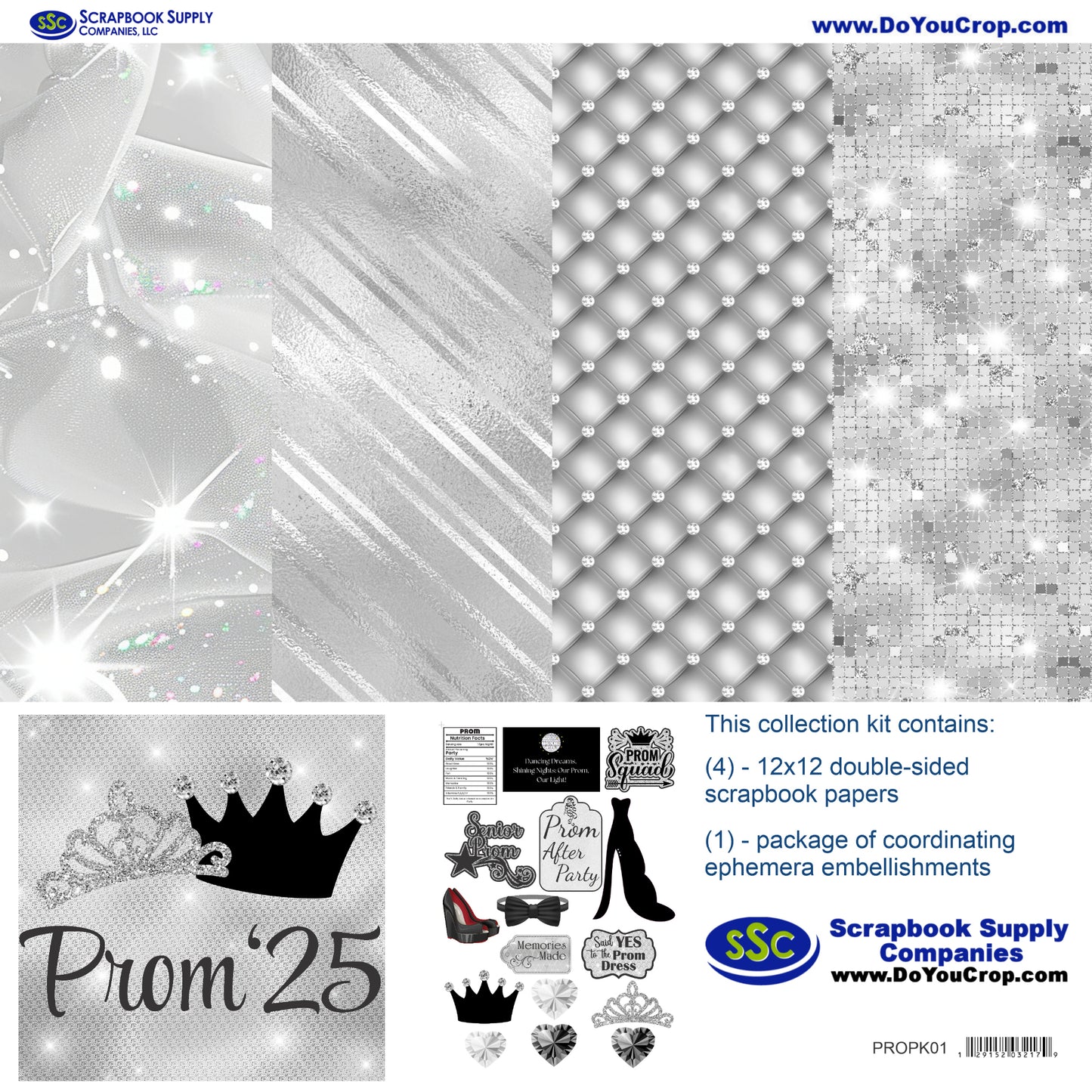 Prom 2025 12 x 12 Scrapbook Paper & Embellishment Kit by SSC Designs - 3 Kits