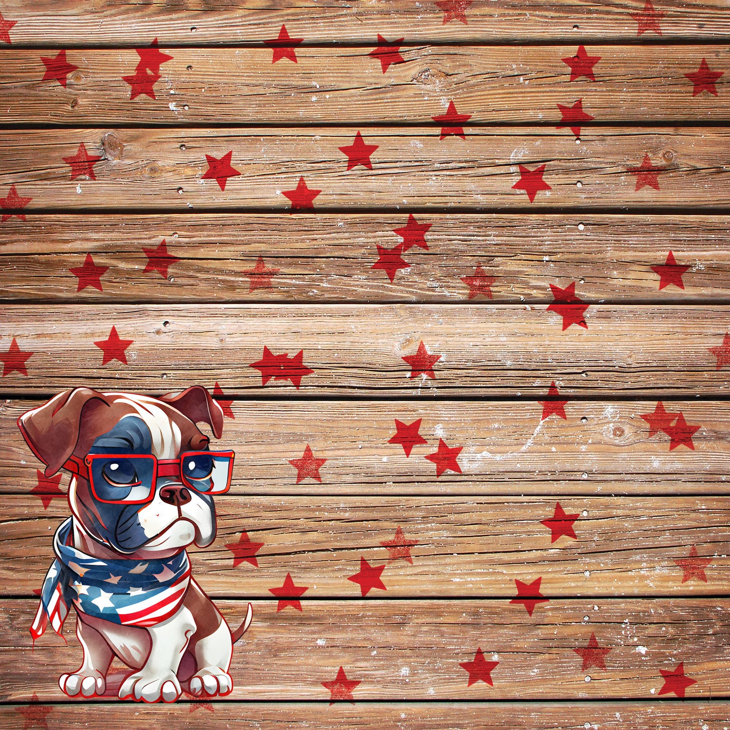 Patriotic Pups Collection Boxer 12 x 12 Double-Sided Scrapbook Paper by SSC Designs - 15 Pack