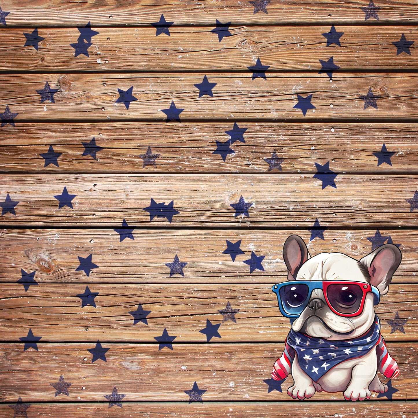 Patriotic Pups Collection French Bulldog 12 x 12 Double-Sided Scrapbook Paper by SSC Designs - 15 Pack