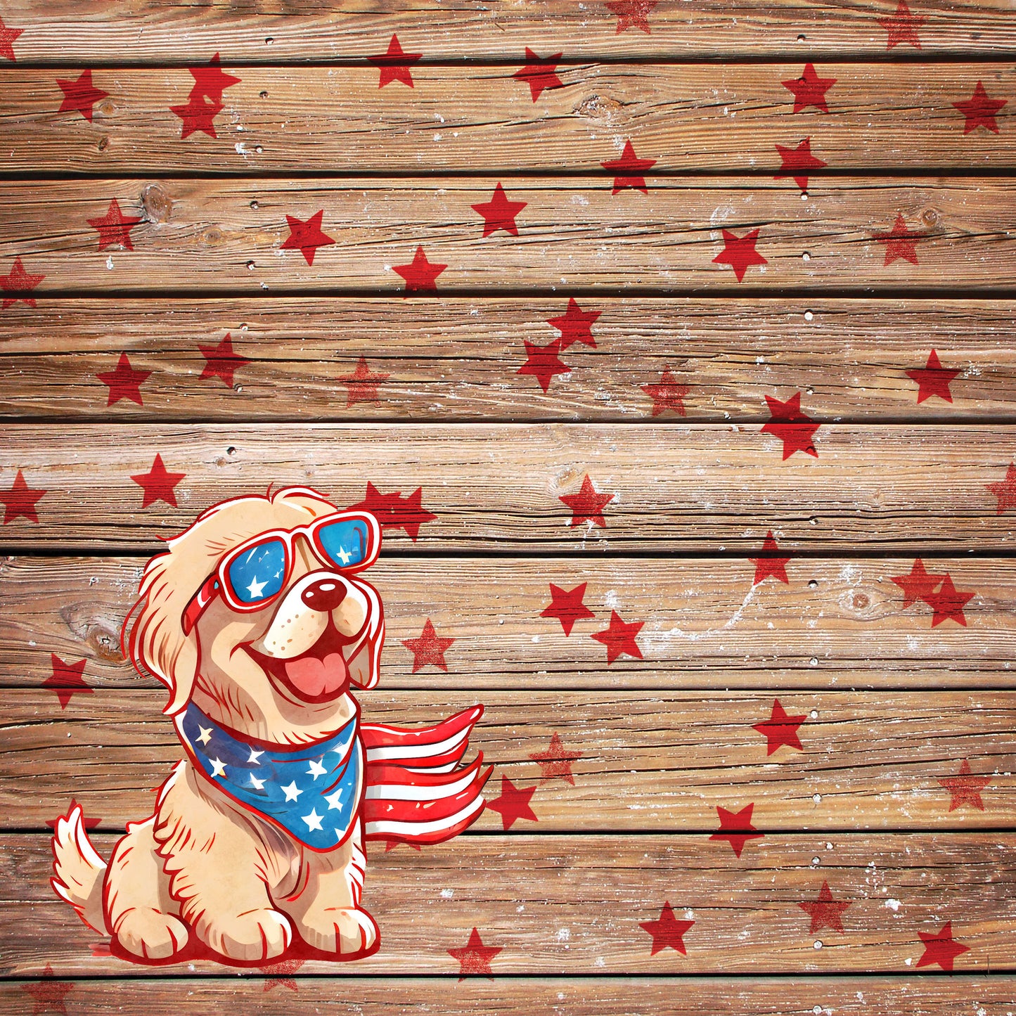 Patriotic Pups Collection Golden Retriever 12 x 12 Double-Sided Scrapbook Paper by SSC Designs - 15 Pack