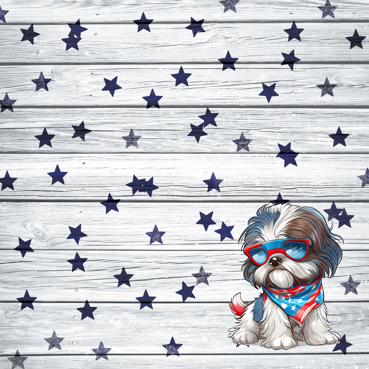 Patriotic Pups Collection Shih Tzu 12 x 12 Double-Sided Scrapbook Paper by SSC Designs - 15 Pack