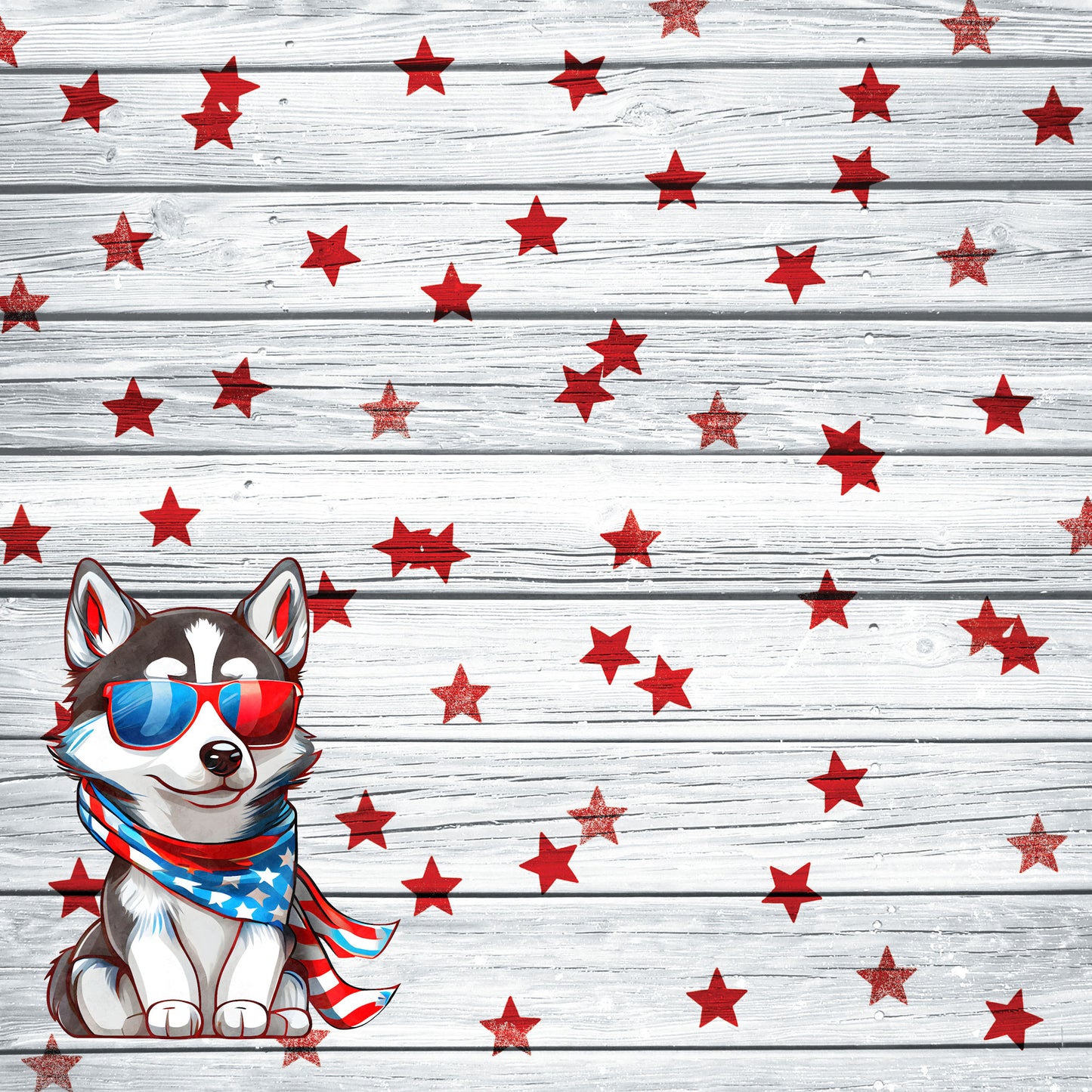 Patriotic Pups Collection Siberian Husky 12 x 12 Double-Sided Scrapbook Paper by SSC Designs - 15 Pack
