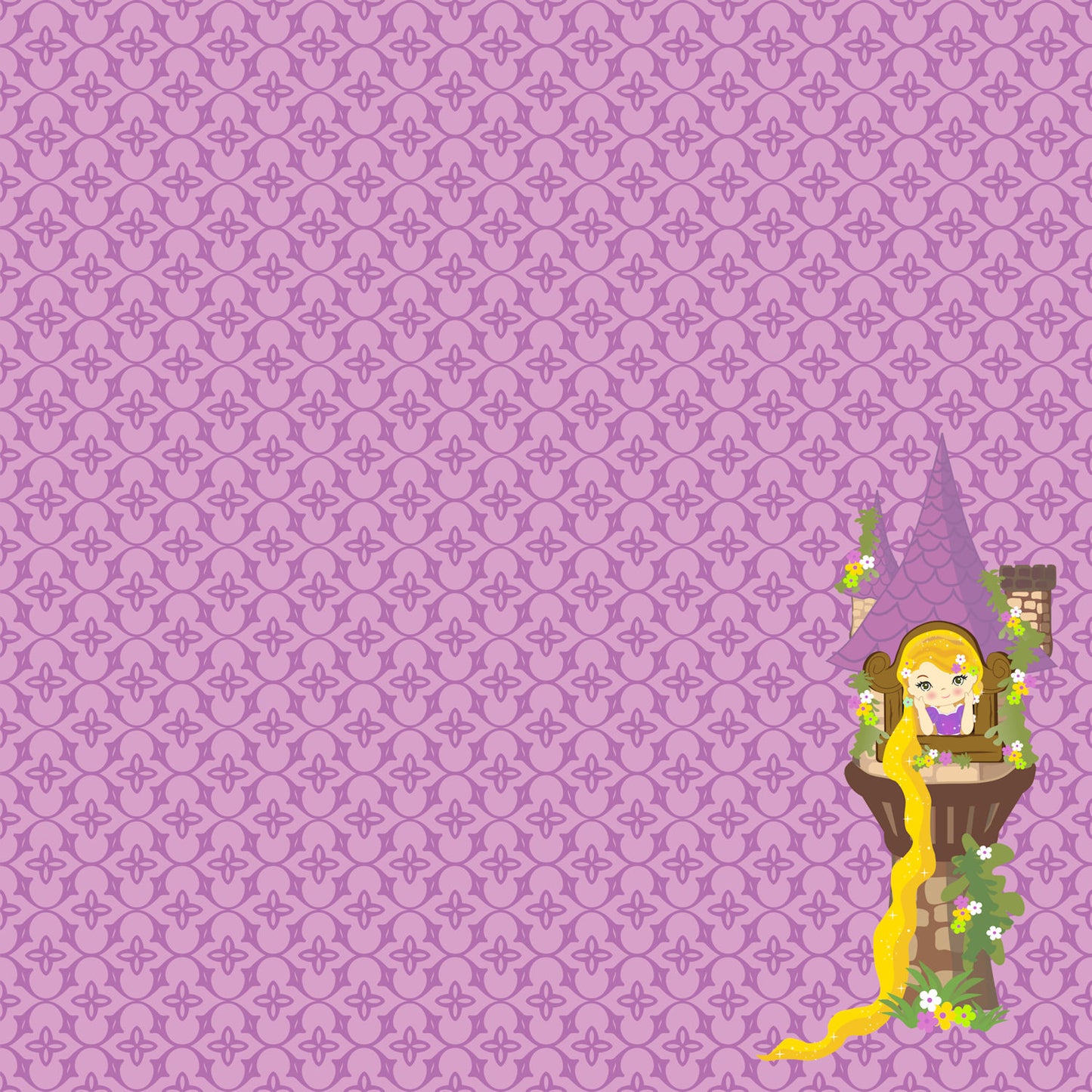 Rapunzel Collection Golden Locks 12 x 12 Double-Sided Scrapbook Paper - 15 Pack