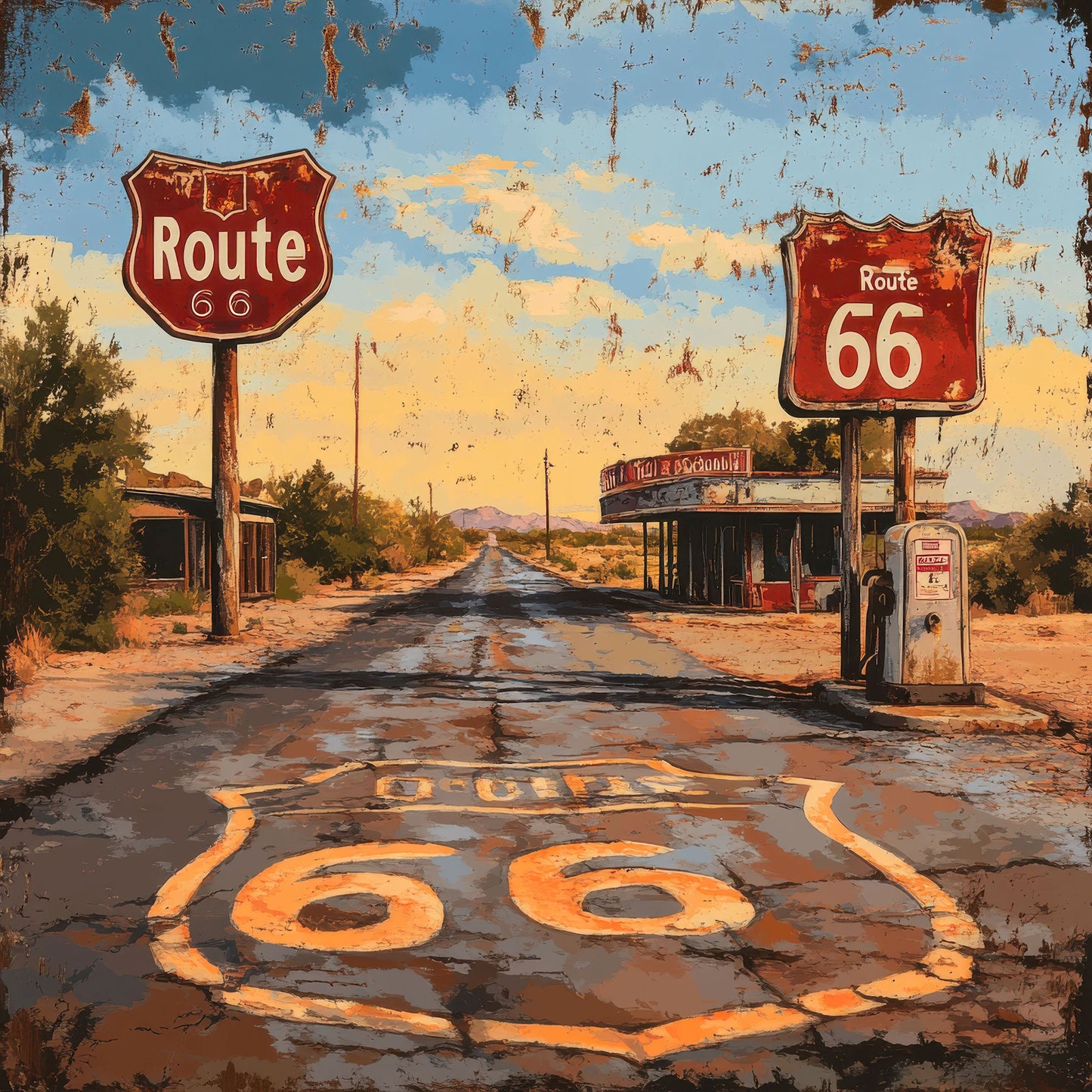 Road Trip Route 66 Collection Landmark Lane 12 x 12 Double-Sided Scrapbook Paper by SSC Designs - 15 Pack