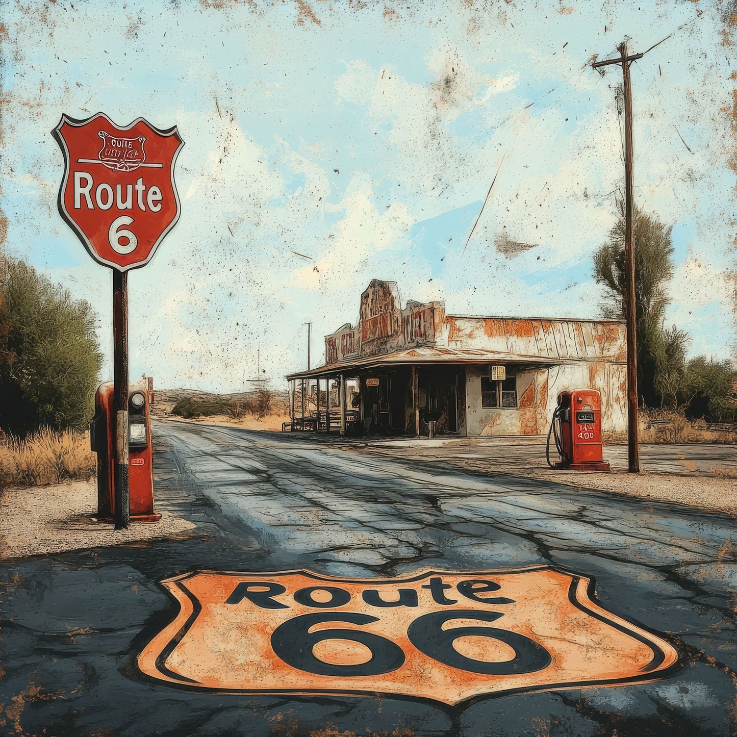 Road Trip Route 66 Collection Bagdad Cafe Break 12 x 12 Double-Sided Scrapbook Paper by SSC Designs - 15 Pack