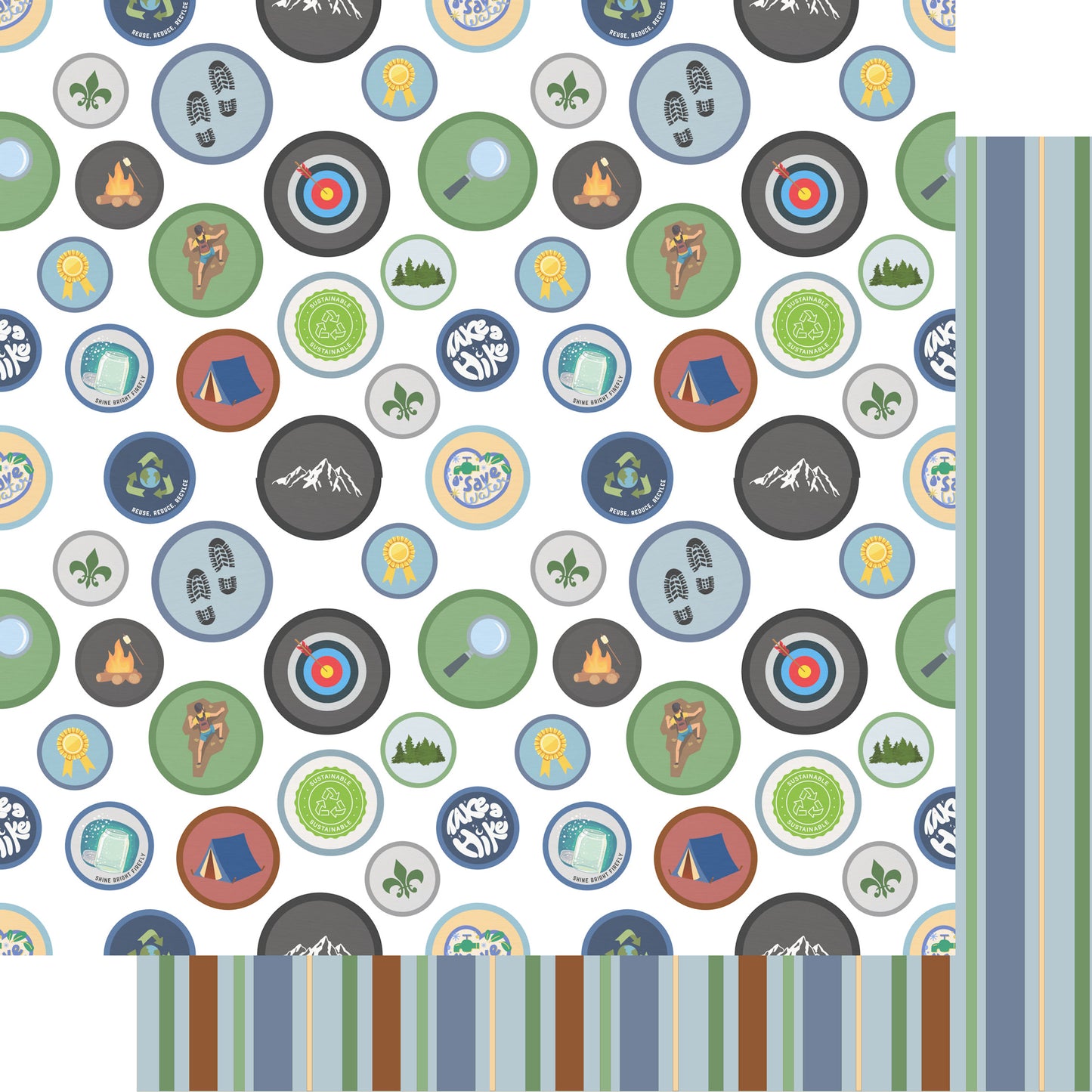 Earning My Badges Collection Earning Badges 12 x 12 Double-Sided Scrapbook Paper by SSC Designs - 15 Pack