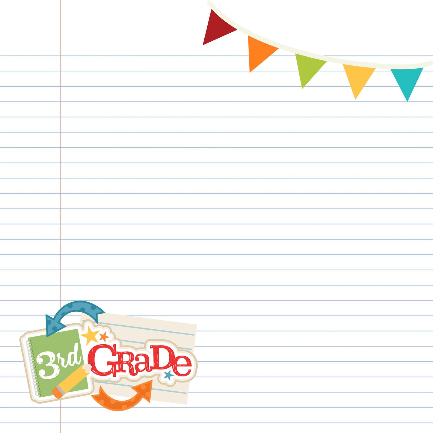 School Days Collection Third Grade 12 x 12 Double-Sided Scrapbook Paper by SSC Designs - 15 Pack