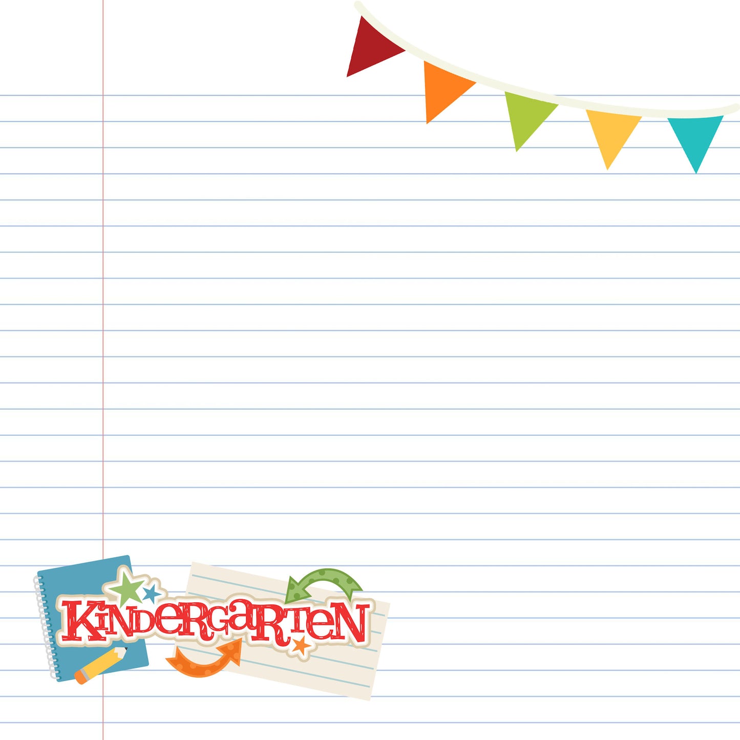 School Days Collection Kindergarten 12 x 12 Double-Sided Scrapbook Paper by SSC Designs - 15 Pack