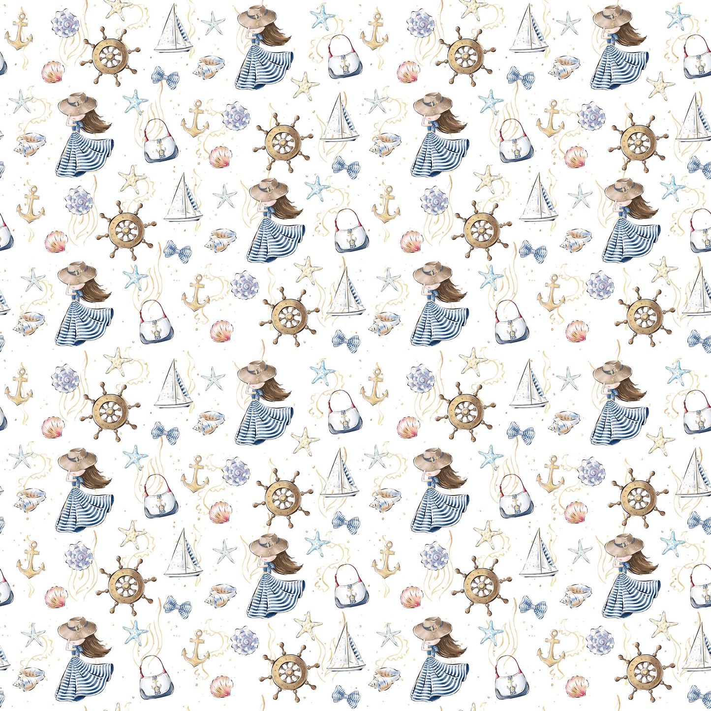 Nautical Summer Collection Take Me Sailing 12 x 12 Double-Sided Scrapbook Paper by SSC Designs - 15 Pack