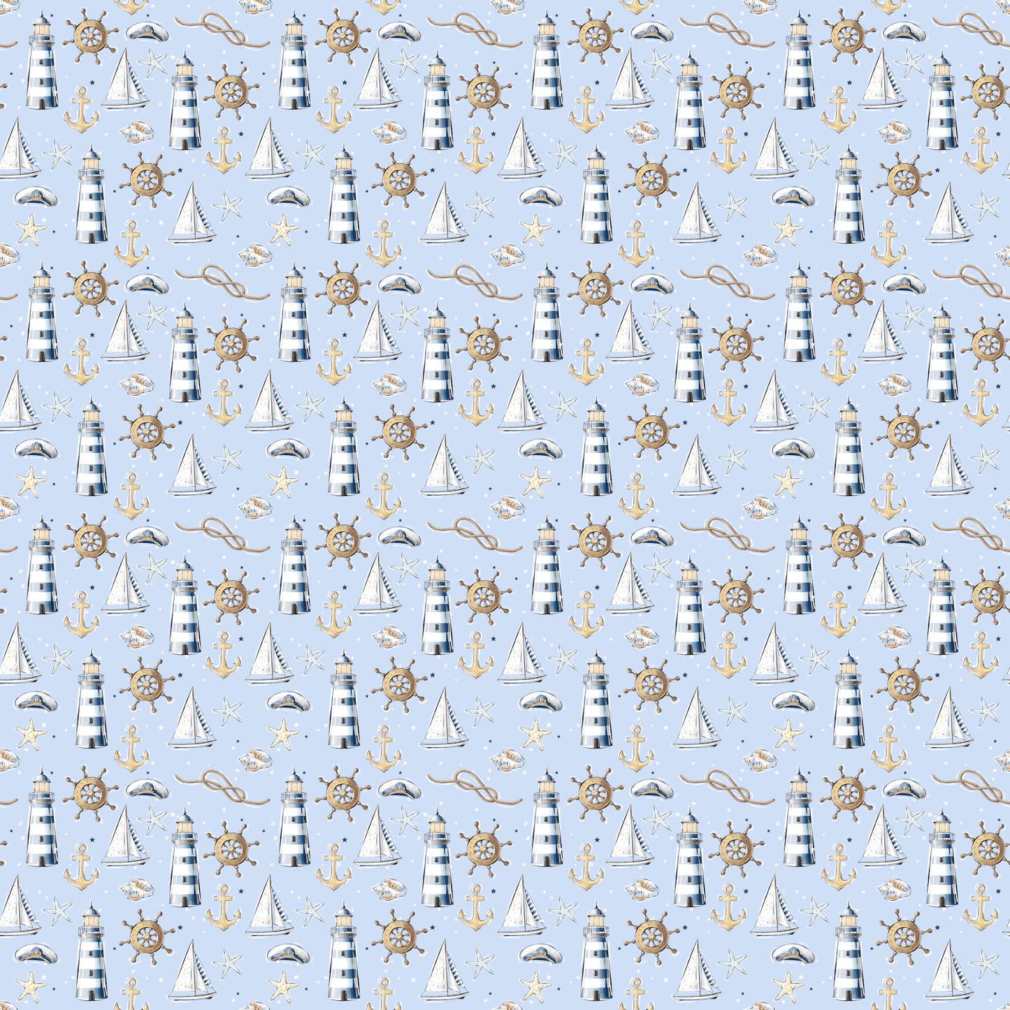 Nautical Summer Collection Lighthouse Collage 12 x 12 Double-Sided Scrapbook Paper by SSC Designs - 15 Pack