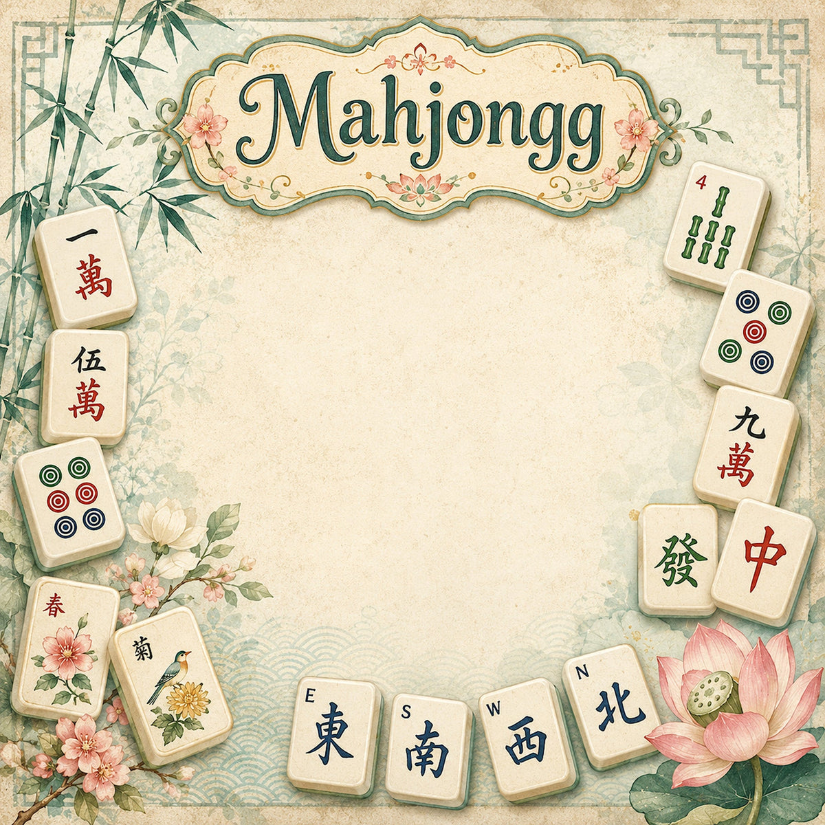 Mahjongg 12 x 12 Double-Sided Scrapbook Paper by SSC Designs - 15 Pack