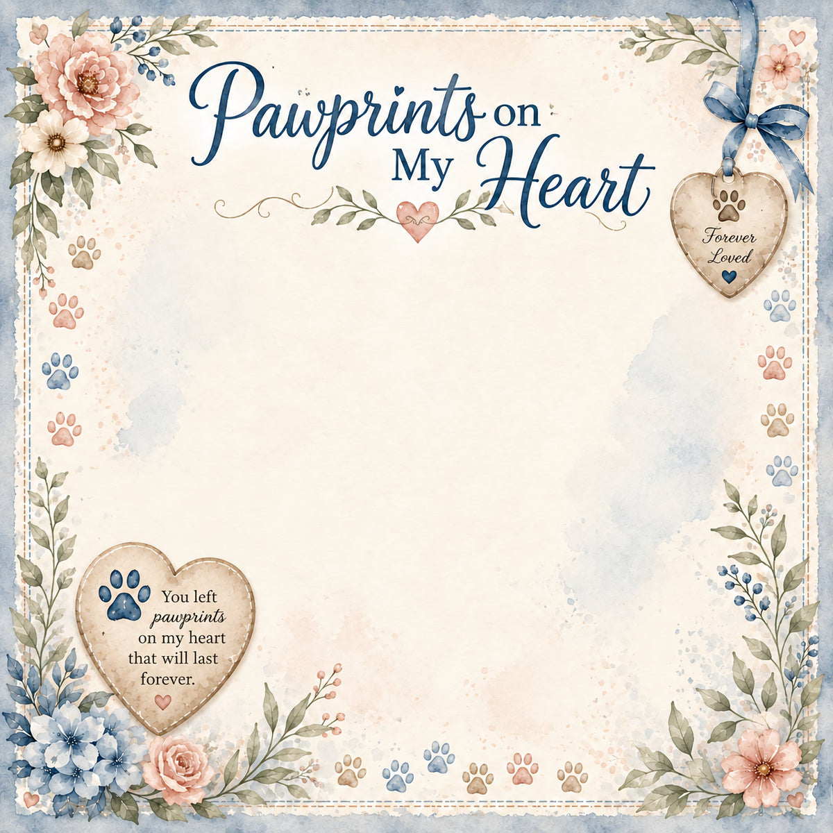 Pawprints In Heaven 12 x 12 Double-Sided Scrapbook Paper by SSC Designs - 15 Pack