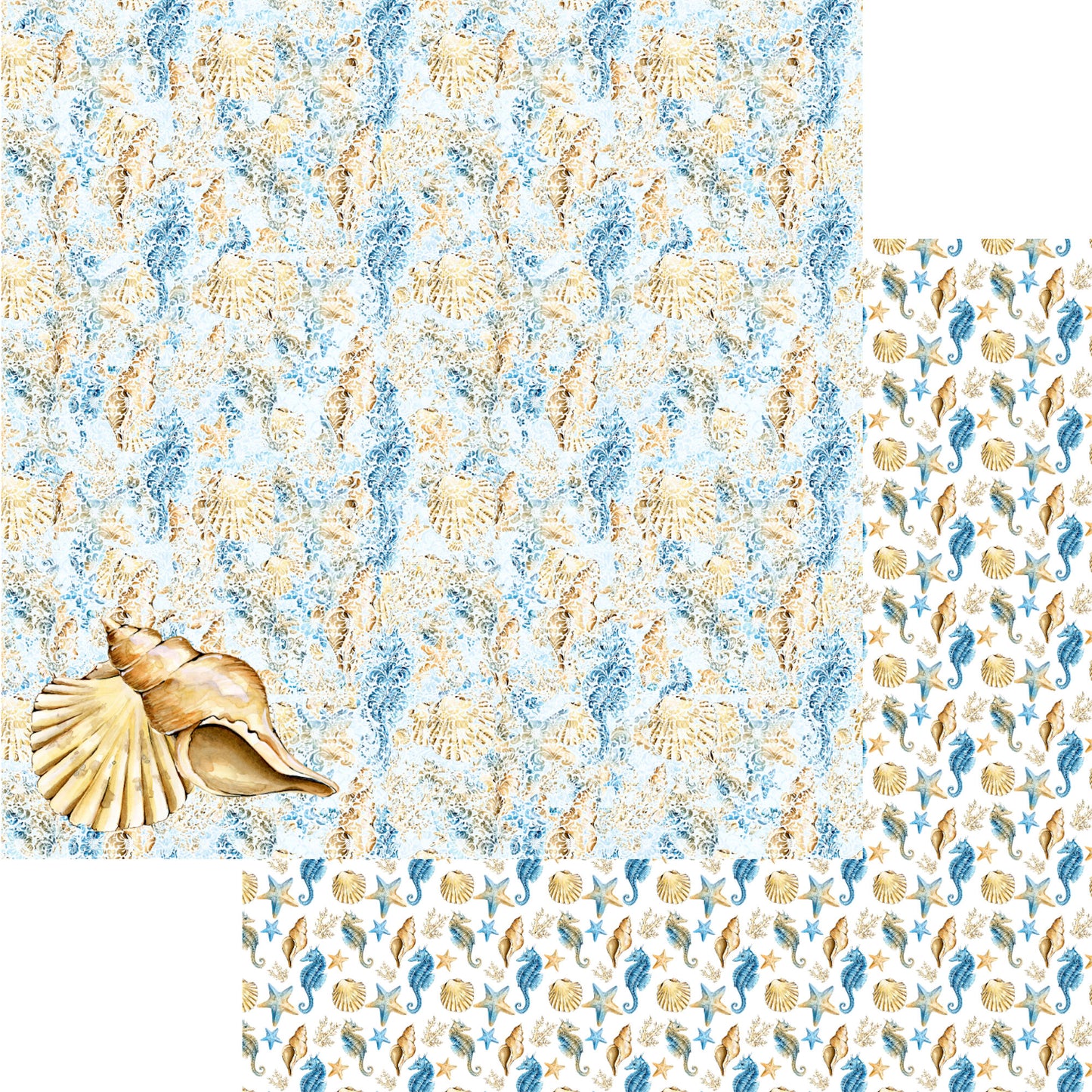 Frou Frou's Sun & Sand Collection Conch You Hear Me? 12 x 12 Double-Sided Scrapbook Paper - 15 Pack