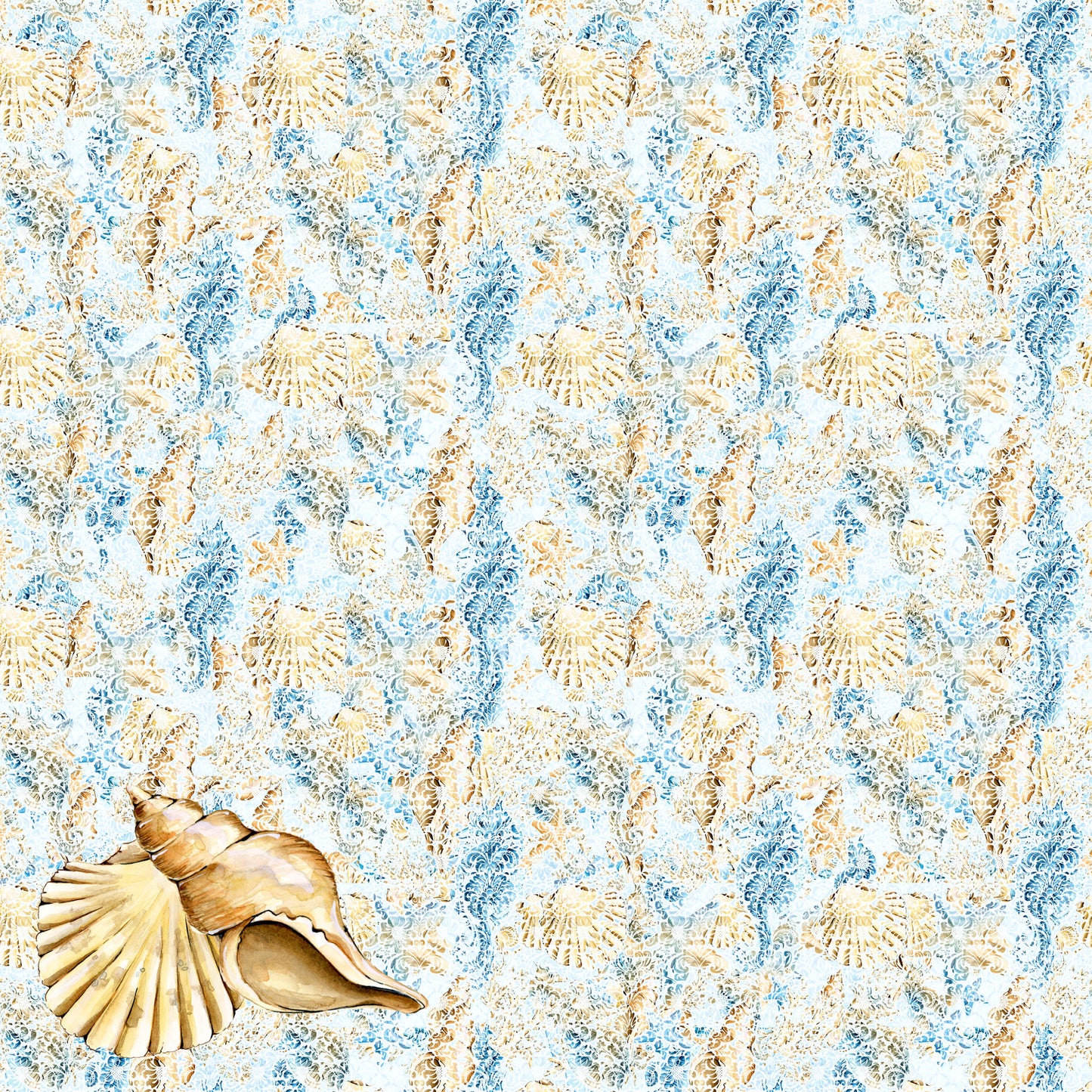 Frou Frou's Sun & Sand Collection Conch You Hear Me? 12 x 12 Double-Sided Scrapbook Paper - 15 Pack