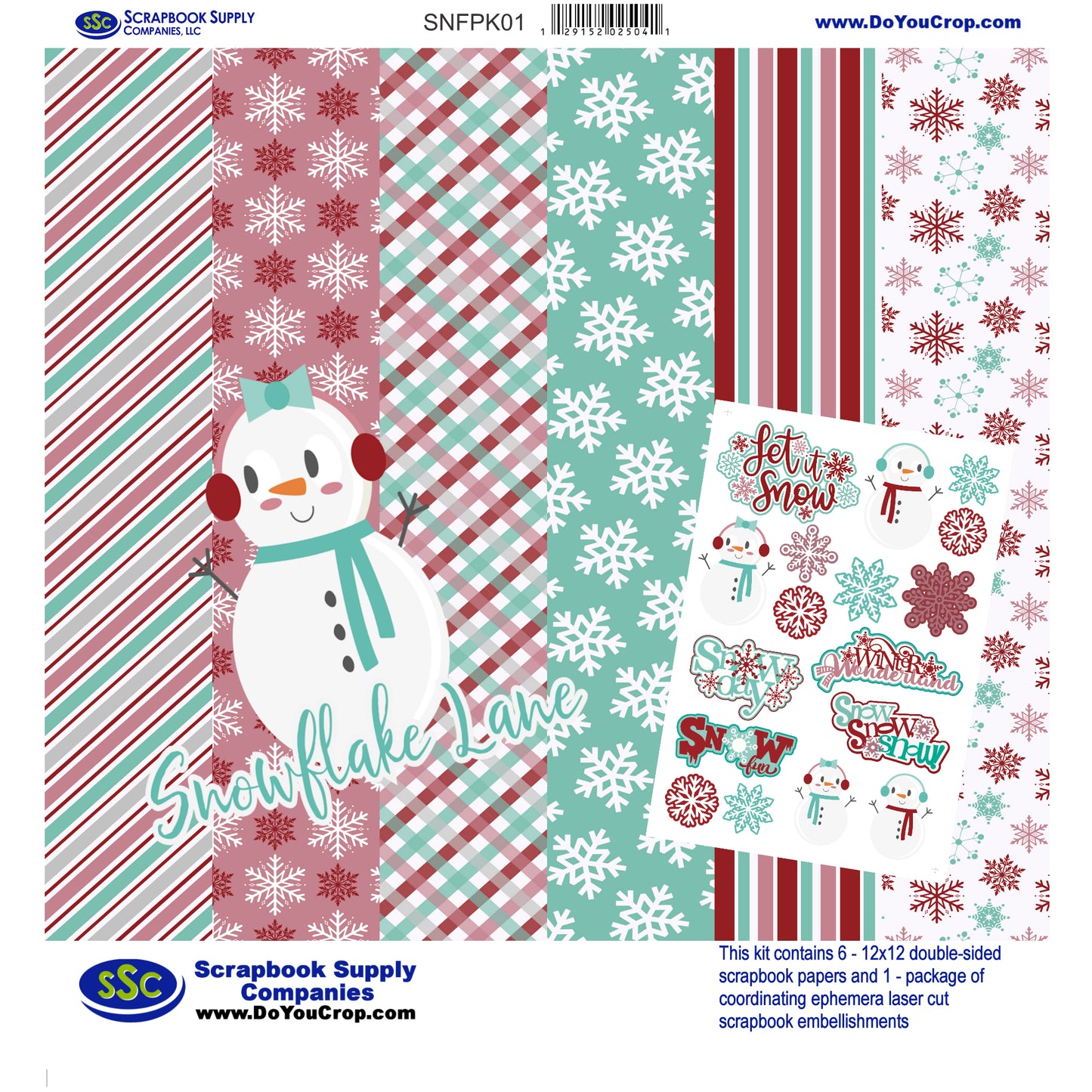 Snowflake Lane Collection 12 x 12 Scrapbook Paper & Embellishment Kit by SSC Designs - 3 Kits