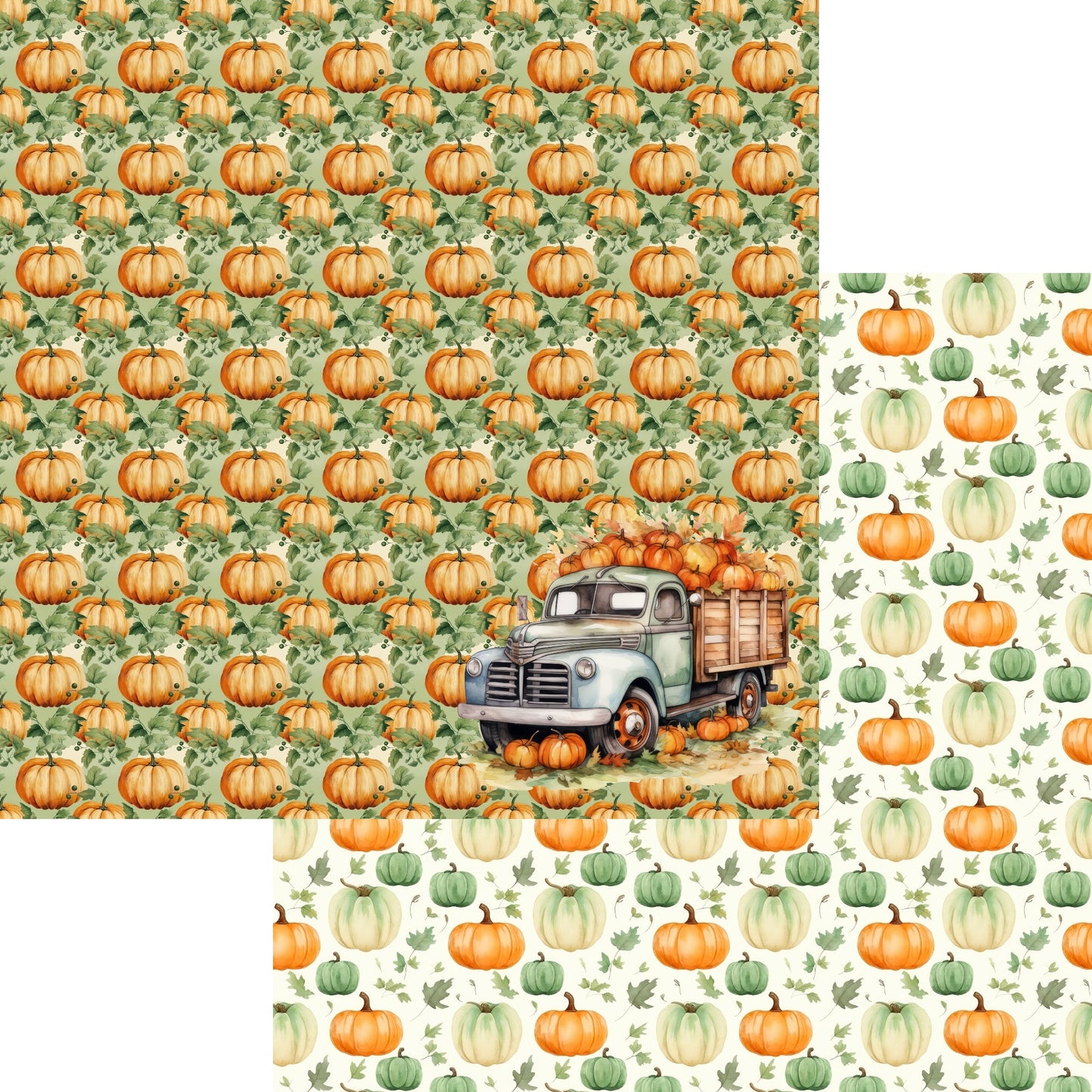 Fall Blessings Collection Pumpkin Truck 12 x 12 Double-Sided Scrapbook Paper by SSC Designs - 15 Pack