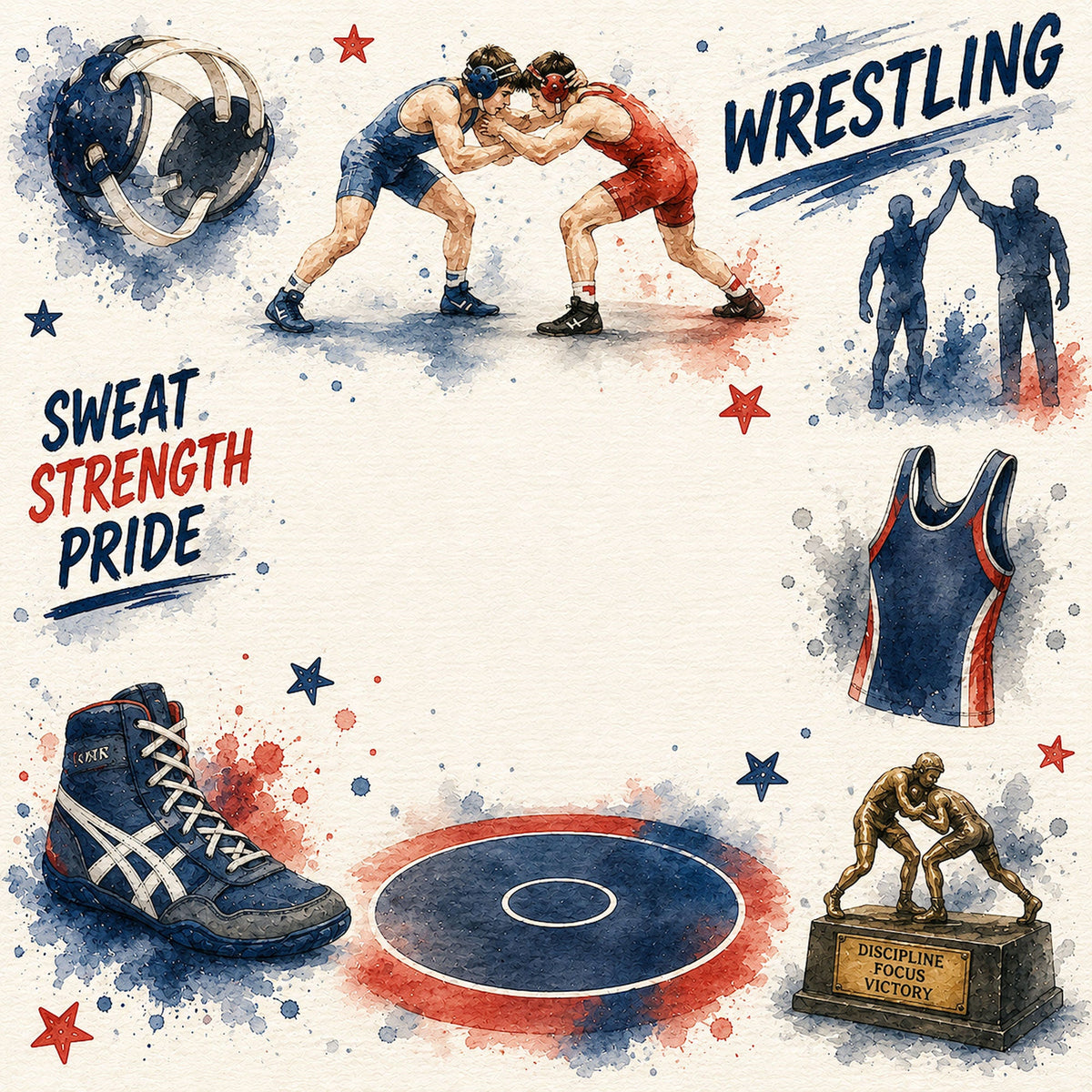 Sports Collection Wrestling 12 x 12 Double-Sided Scrapbook Paper by SSC Designs - 15 Pack