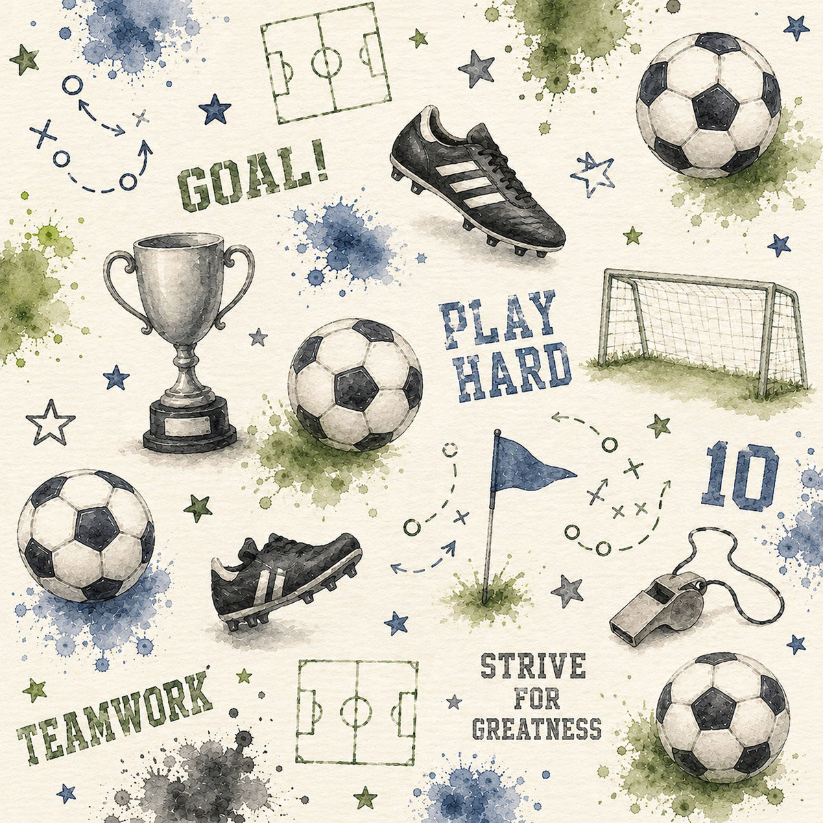 Sports Collection Soccer 12 x 12 Double-Sided Scrapbook Paper by SSC Designs - 15 Pack
