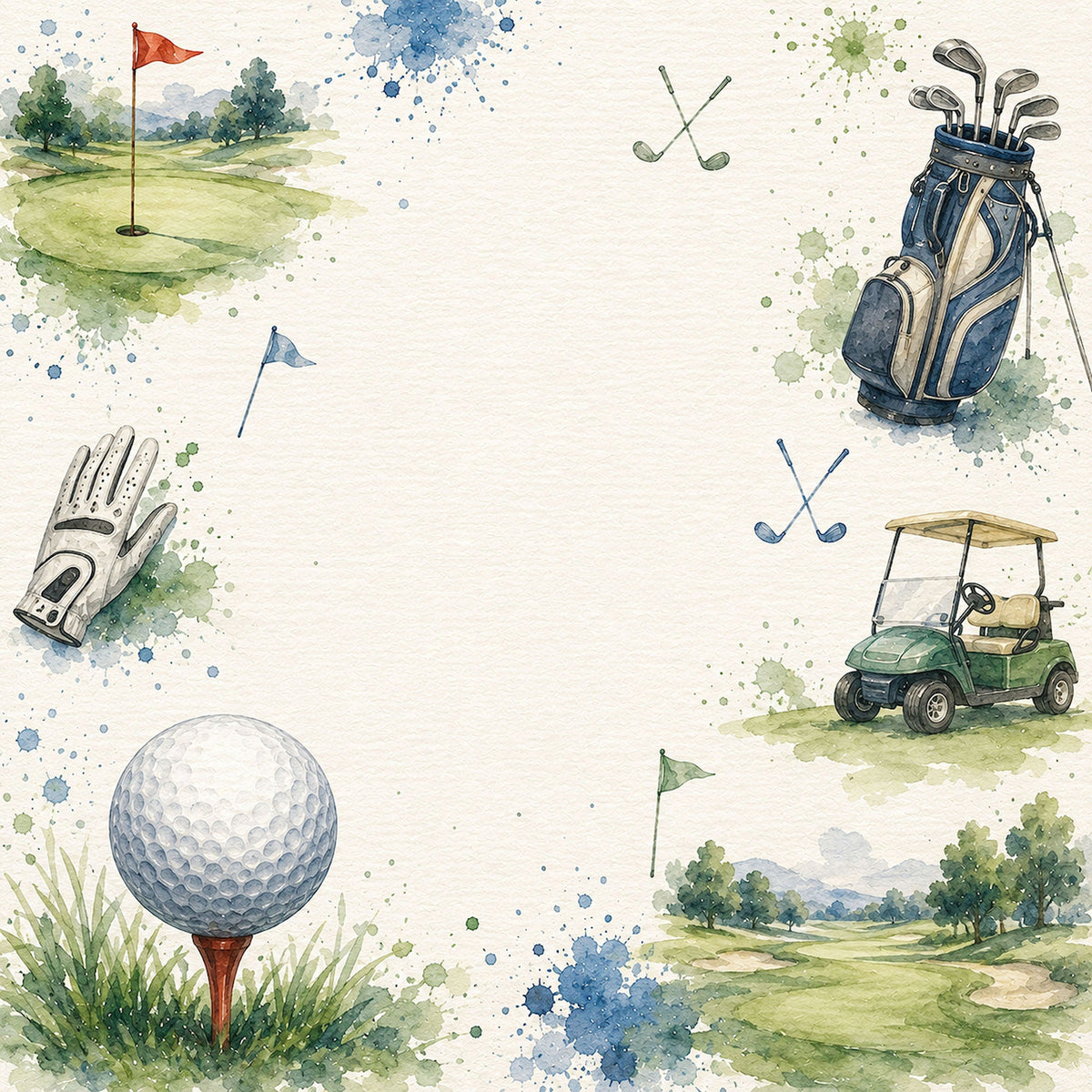 Sports Collection Golf 12 x 12 Double-Sided Scrapbook Paper by SSC Designs - 15 Pack