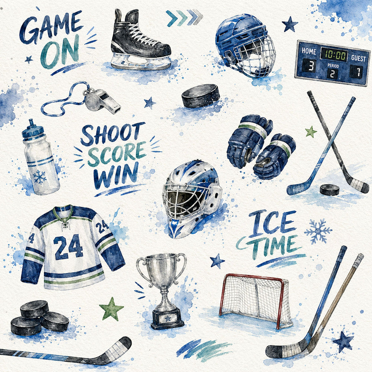 Sports Collection Hockey 12 x 12 Double-Sided Scrapbook Paper by SSC Designs - 15 Pack