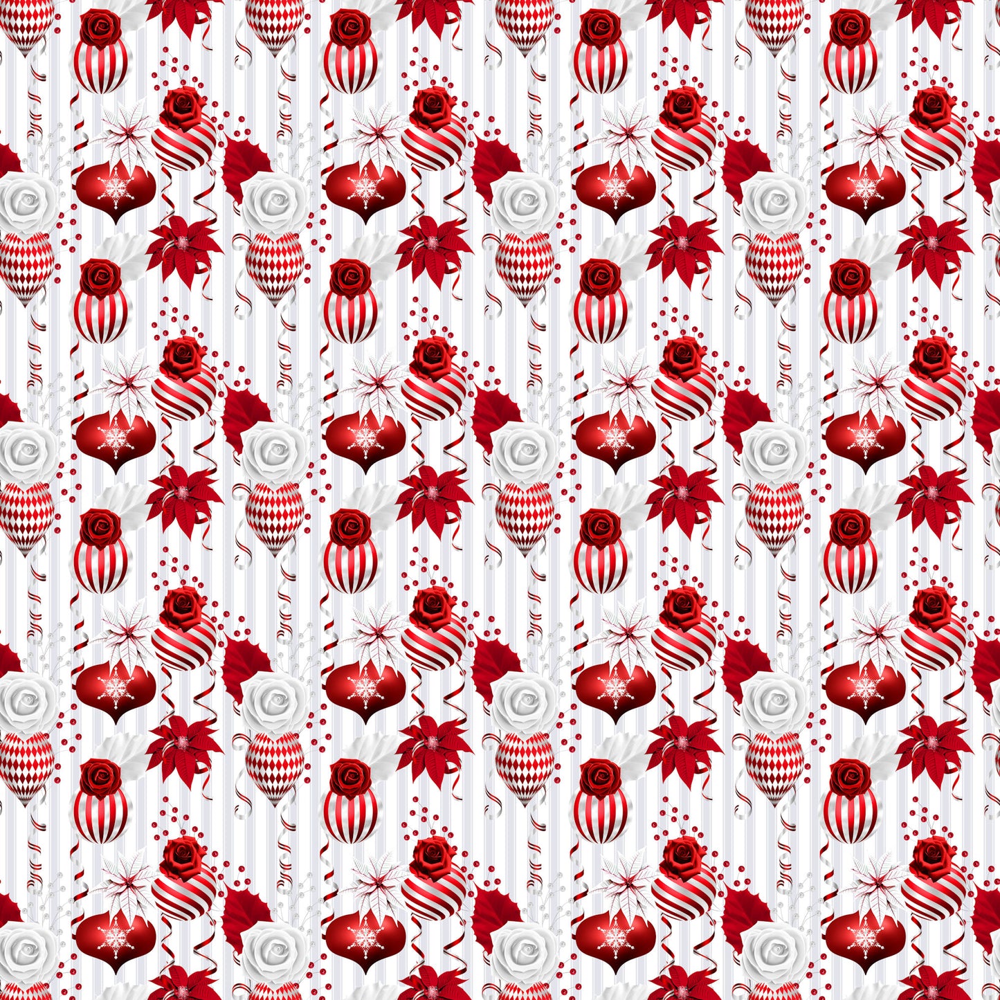 Peppermint Christmas Collection Vintage Ornaments 12 x 12 Double-Sided Scrapbook Paper - 15 Pack