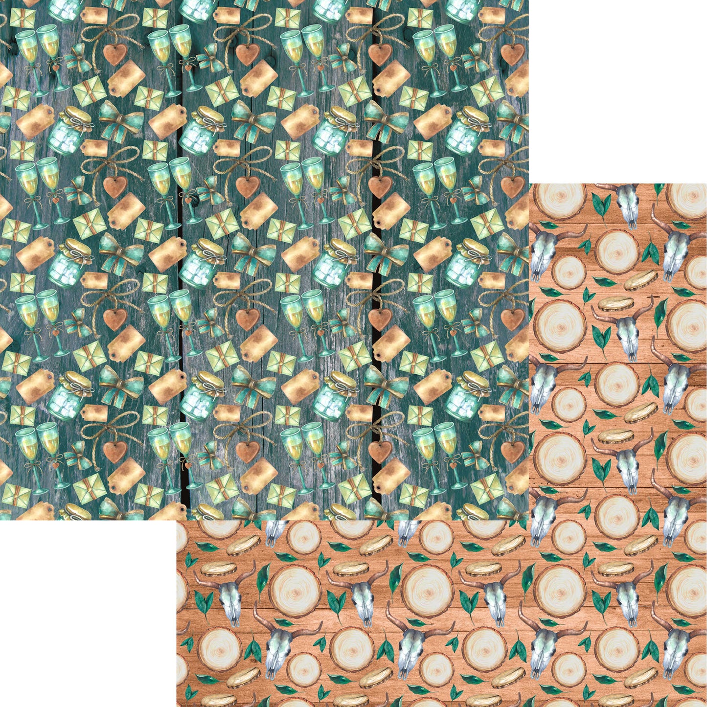 Rustic Wedding 12 x 12 Scrapbook Paper Pack & Embellishment Kit - 3 Kits